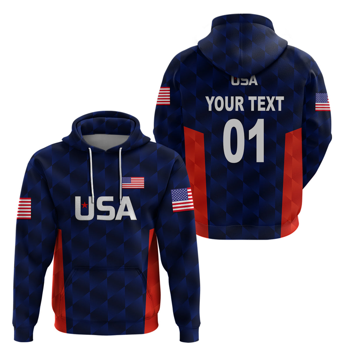 (Custom Personalised) United States National Cricket Hoodie Team USA Cricket Navy LT8 - Vibe Hoodie Shop