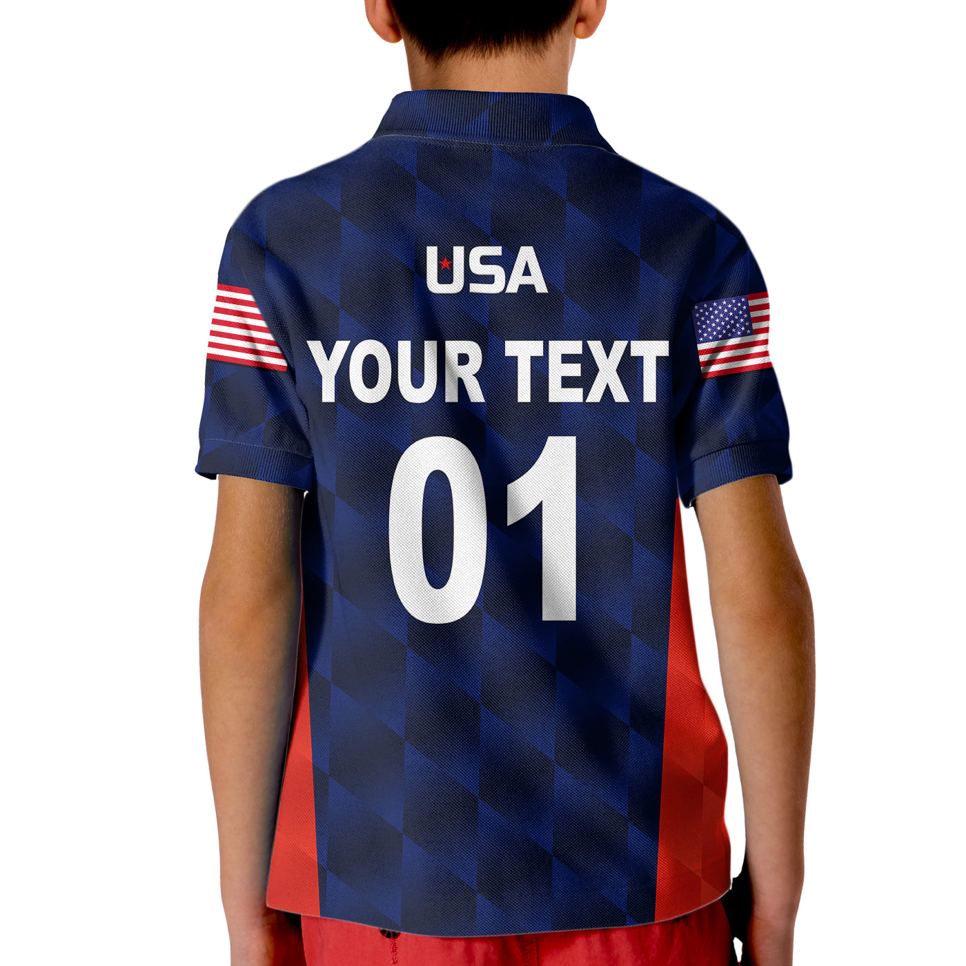 (Custom Personalised) United States National Cricket Kid Polo Shirt Team USA Cricket Navy - Vibe Hoodie Shop