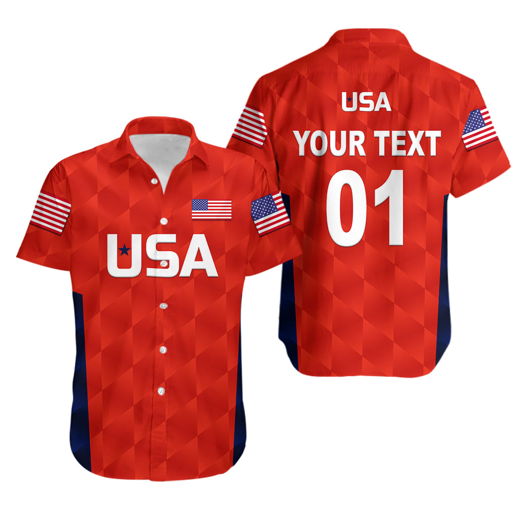 (Custom Personalised) United States National Cricket Hawaiian Shirt Team USA Cricket Red - Vibe Hoodie Shop