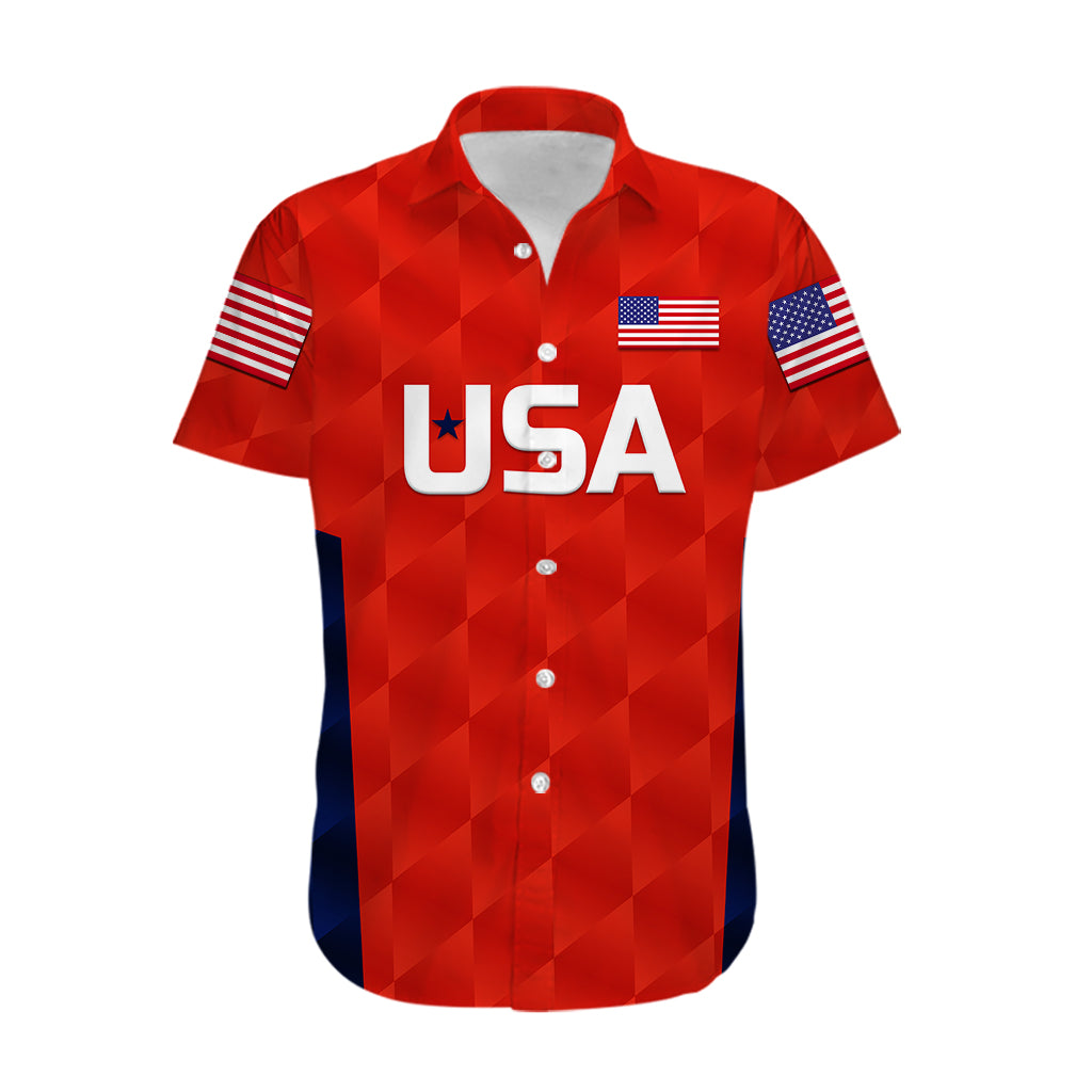 (Custom Personalised) United States National Cricket Hawaiian Shirt Team USA Cricket Red - Vibe Hoodie Shop