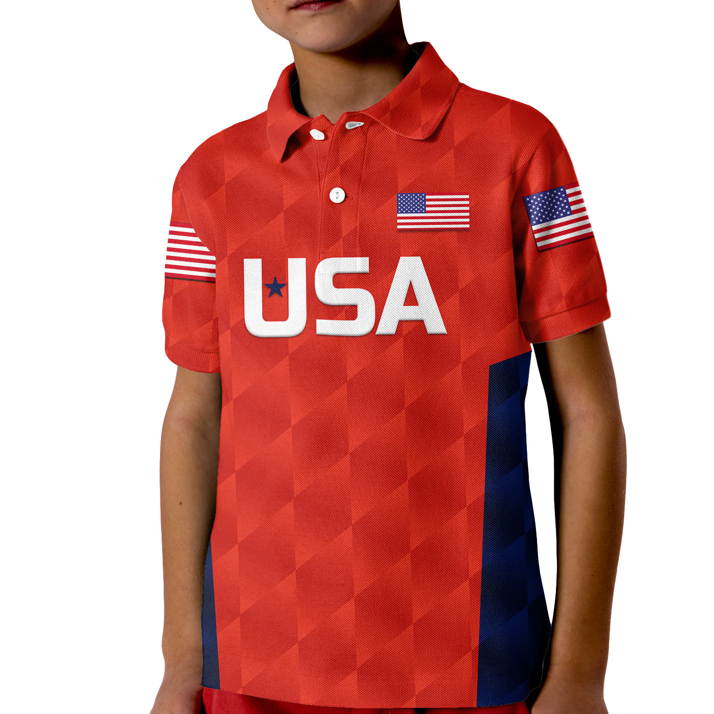 (Custom Personalised) United States National Cricket Kid Polo Shirt Team USA Cricket Red - Vibe Hoodie Shop