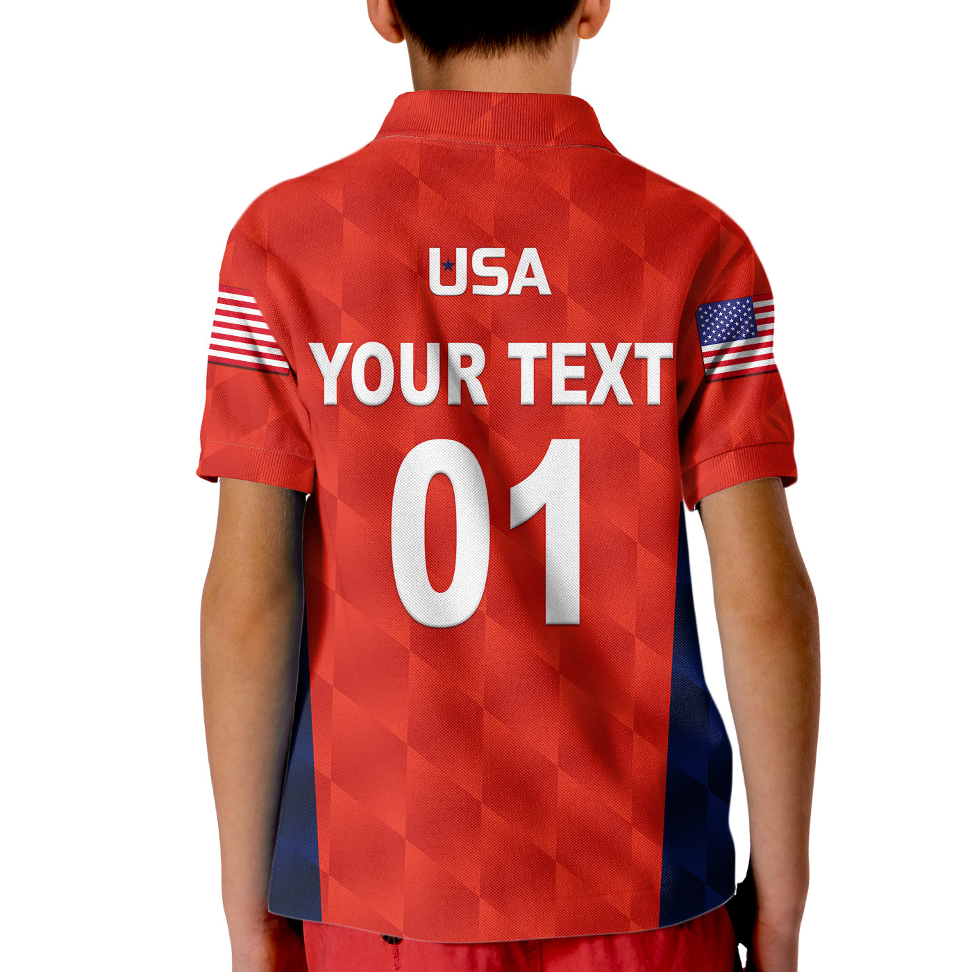 (Custom Personalised) United States National Cricket Kid Polo Shirt Team USA Cricket Red - Vibe Hoodie Shop