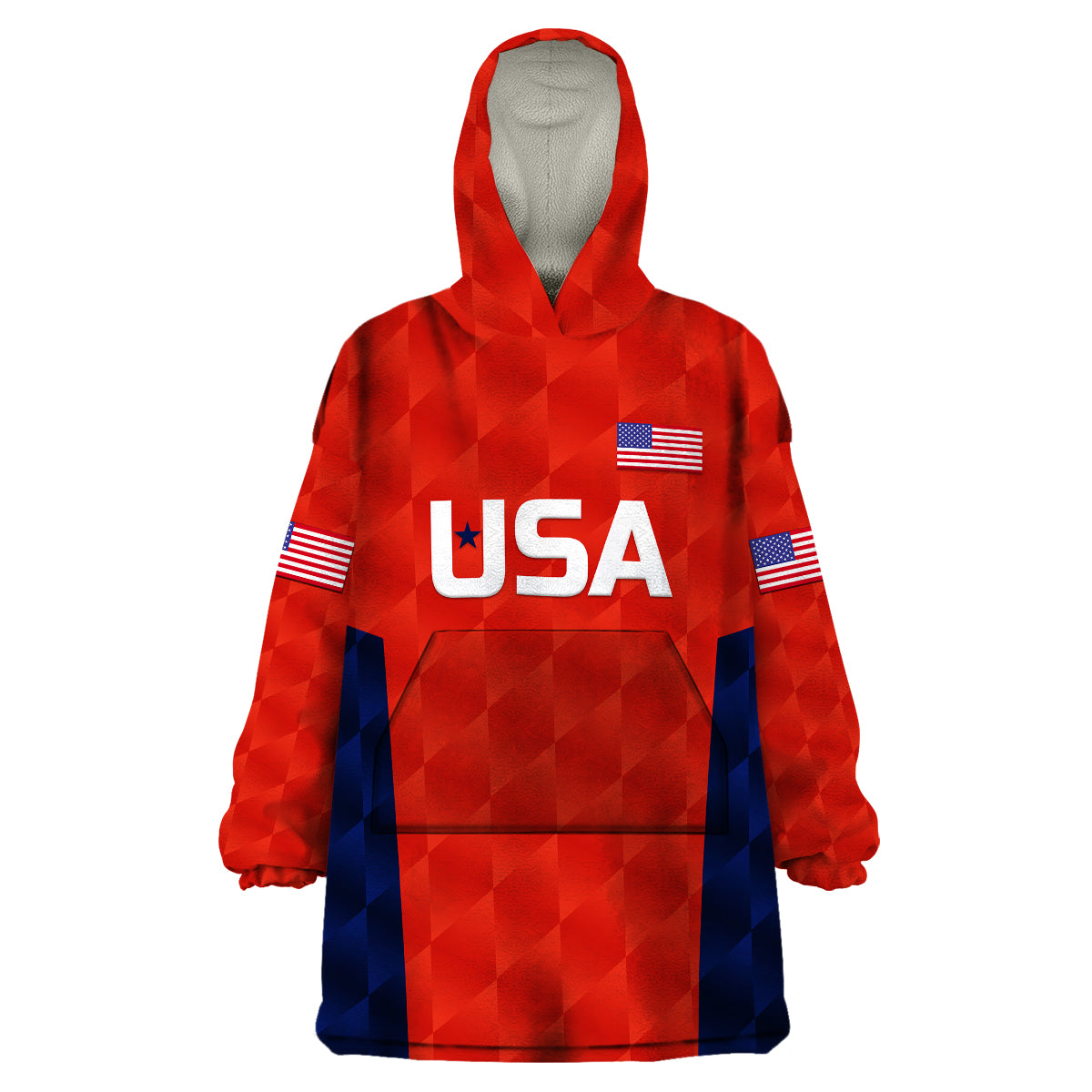 (Custom Personalised) United States National Cricket Wearable Blanket Hoodie Team USA Cricket Red - Vibe Hoodie Shop