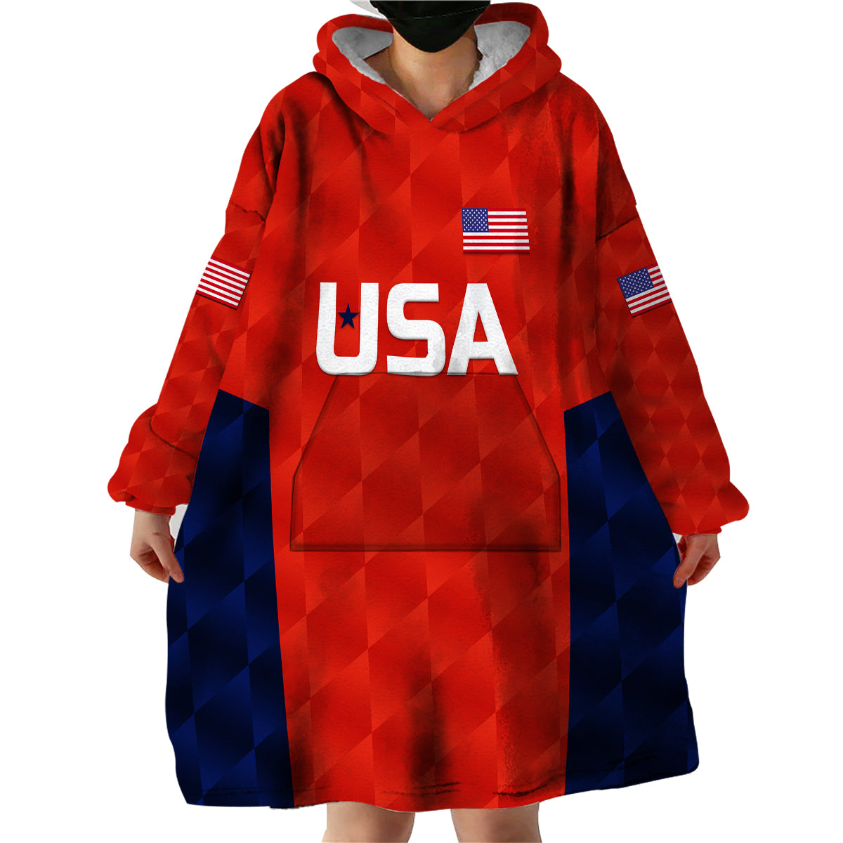 (Custom Personalised) United States National Cricket Wearable Blanket Hoodie Team USA Cricket Red - Vibe Hoodie Shop