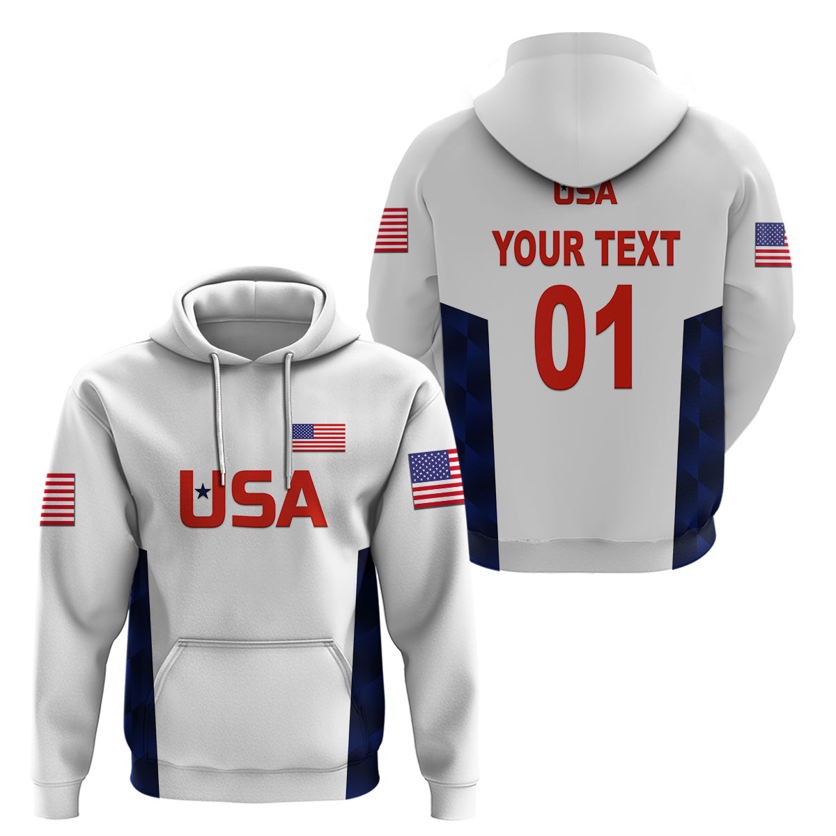 (Custom Personalised) United States National Cricket Hoodie Team USA Cricket White LT8 - Vibe Hoodie Shop