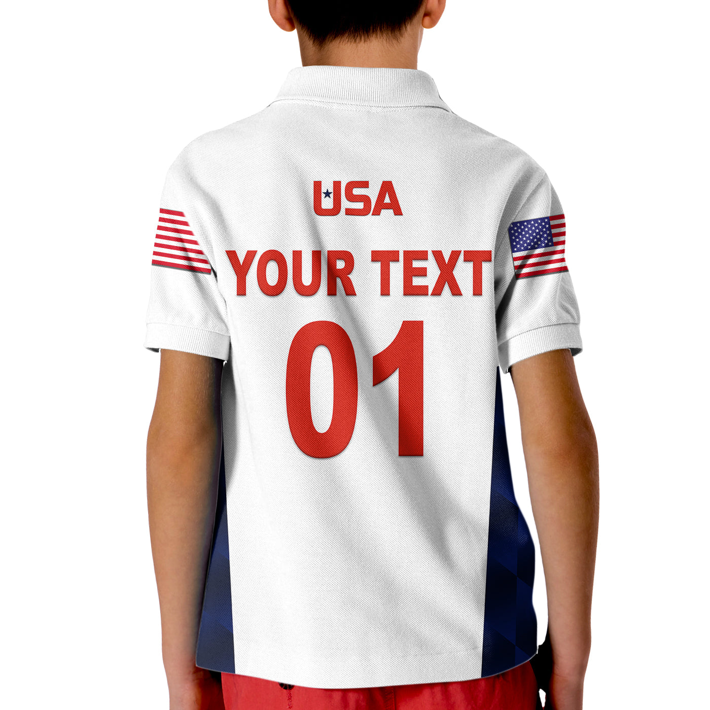 (Custom Personalised) United States National Cricket Kid Polo Shirt Team USA Cricket White - Vibe Hoodie Shop