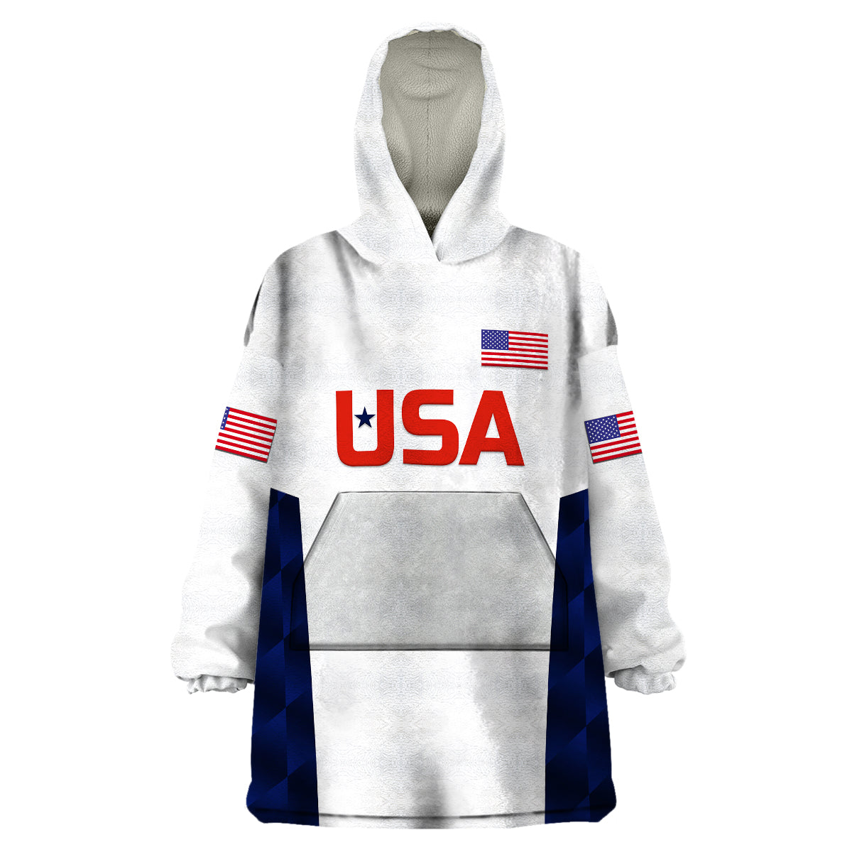 (Custom Personalised) United States National Cricket Wearable Blanket Hoodie Team USA Cricket White - Vibe Hoodie Shop