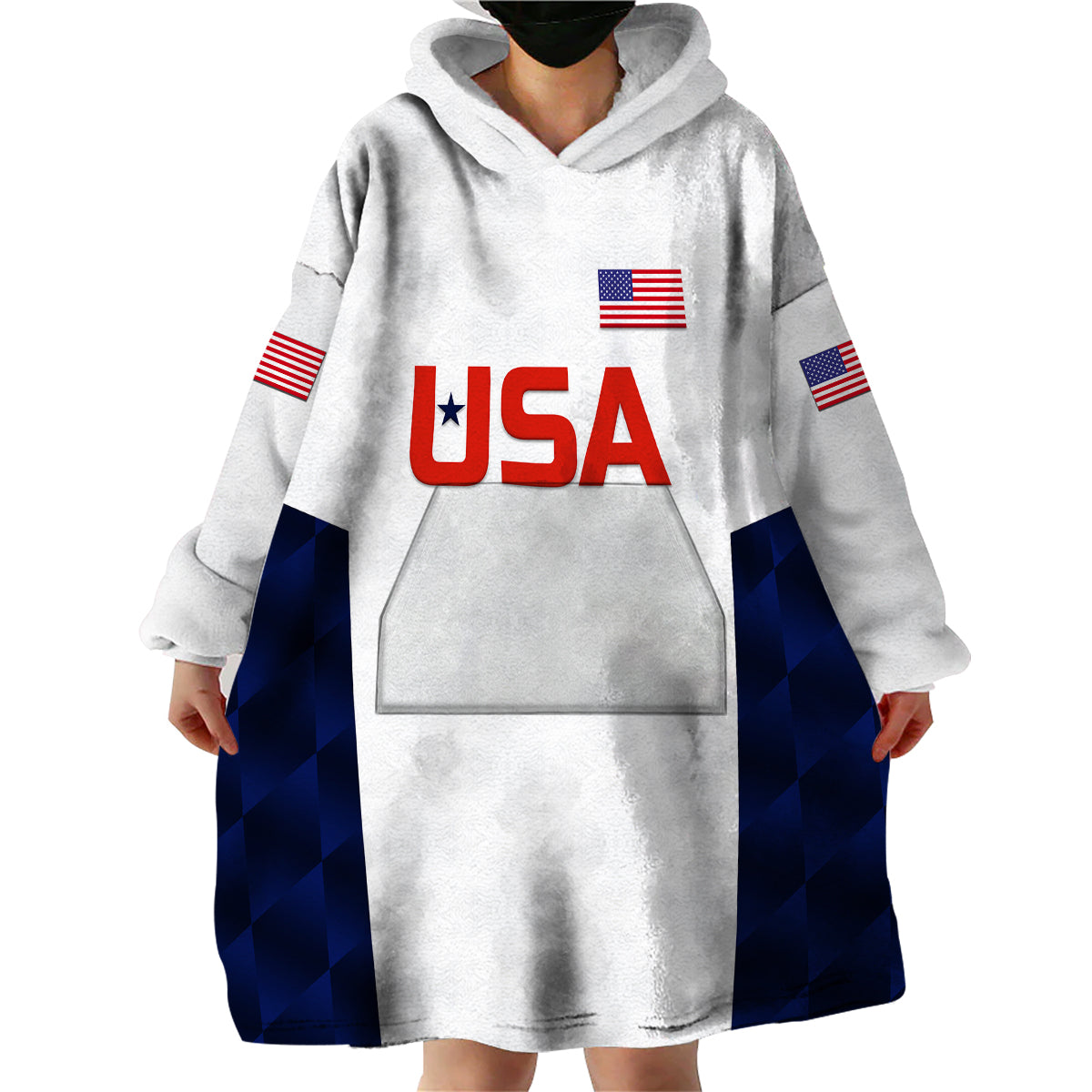 (Custom Personalised) United States National Cricket Wearable Blanket Hoodie Team USA Cricket White - Vibe Hoodie Shop