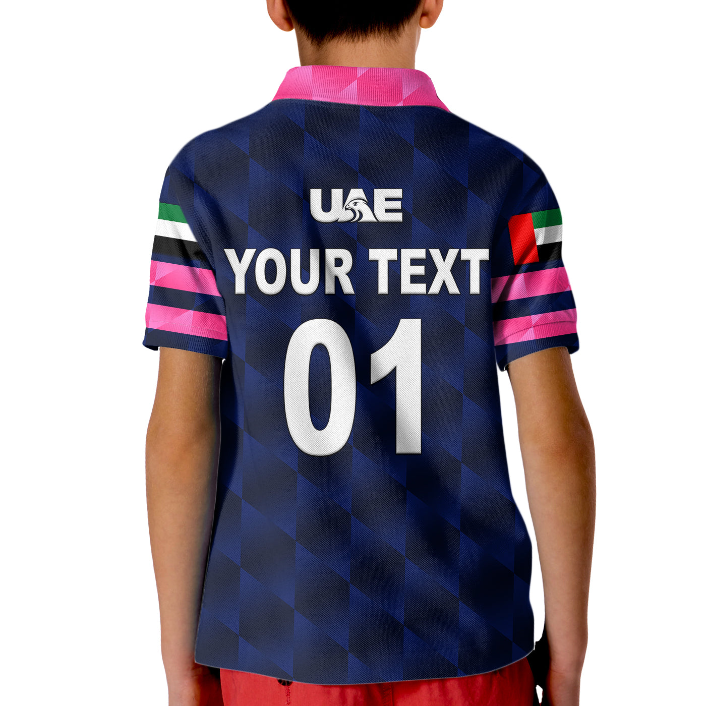 (Custom Personalised) United Arab Emirates UAE Cricket Kid Polo Shirt Falcon Unique - Navy - Vibe Hoodie Shop