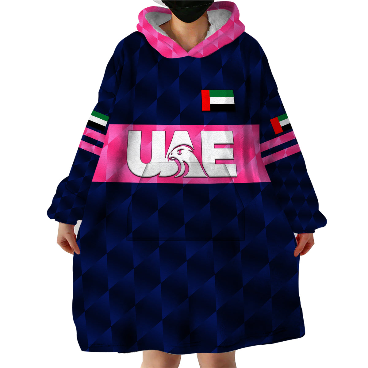 (Custom Personalised) United Arab Emirates UAE Cricket Wearable Blanket Hoodie Falcon Unique - Navy - Vibe Hoodie Shop