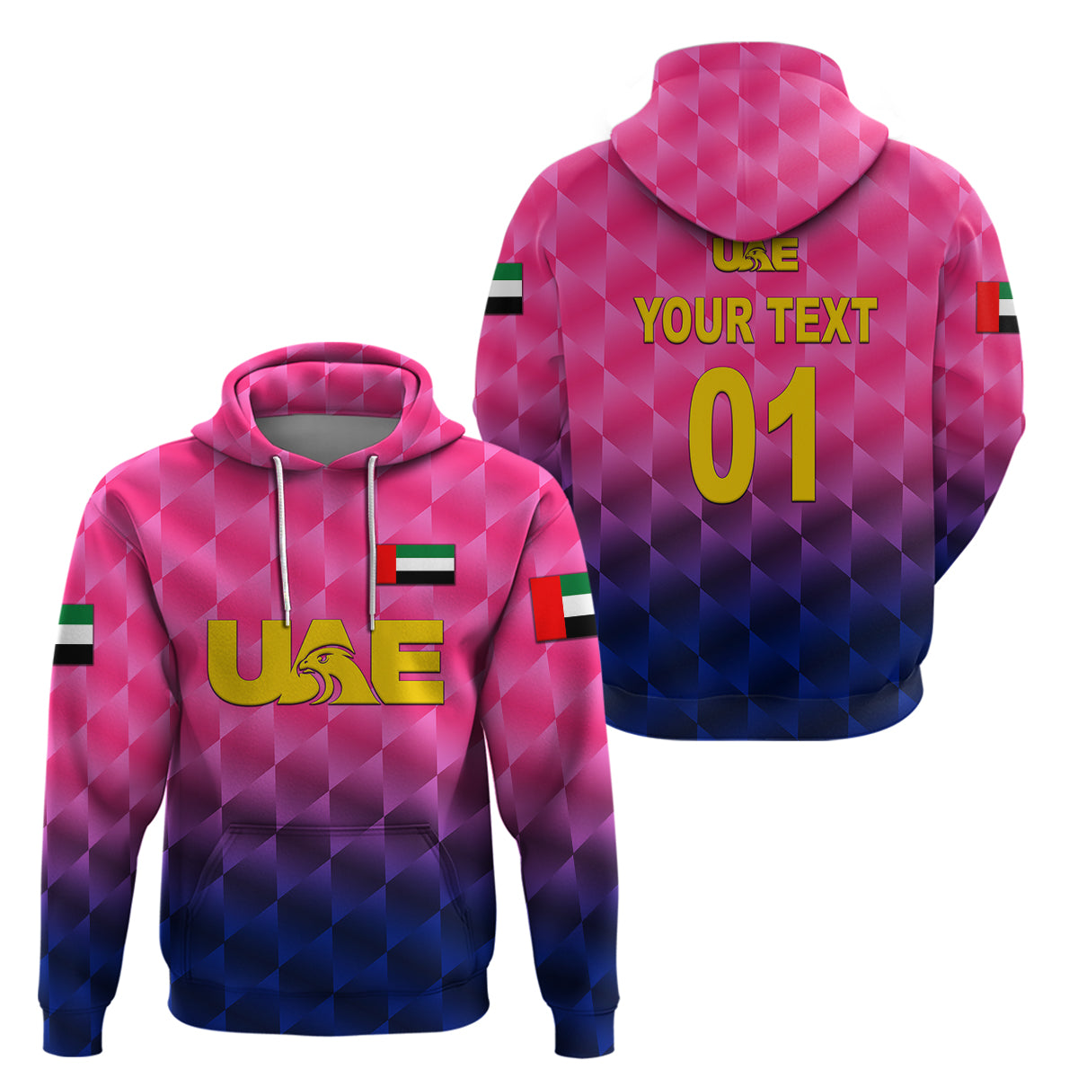 (Custom Personalised) United Arab Emirates UAE Cricket Hoodie Falcon Unique - Pink LT8 - Vibe Hoodie Shop
