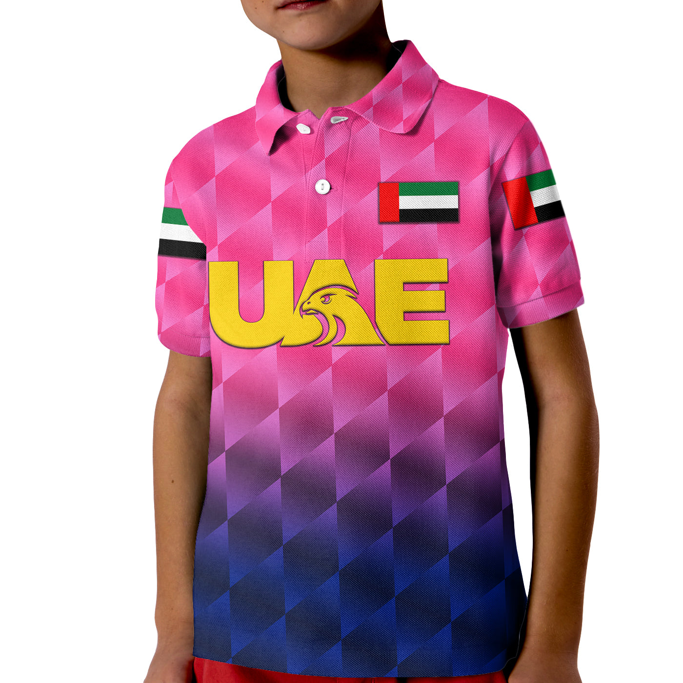 (Custom Personalised) United Arab Emirates UAE Cricket Kid Polo Shirt Falcon Unique - Pink - Vibe Hoodie Shop