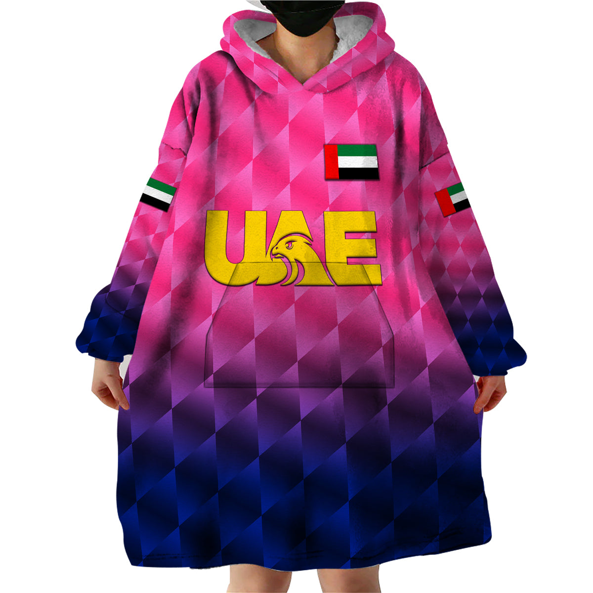 (Custom Personalised) United Arab Emirates UAE Cricket Wearable Blanket Hoodie Falcon Unique - Pink - Vibe Hoodie Shop