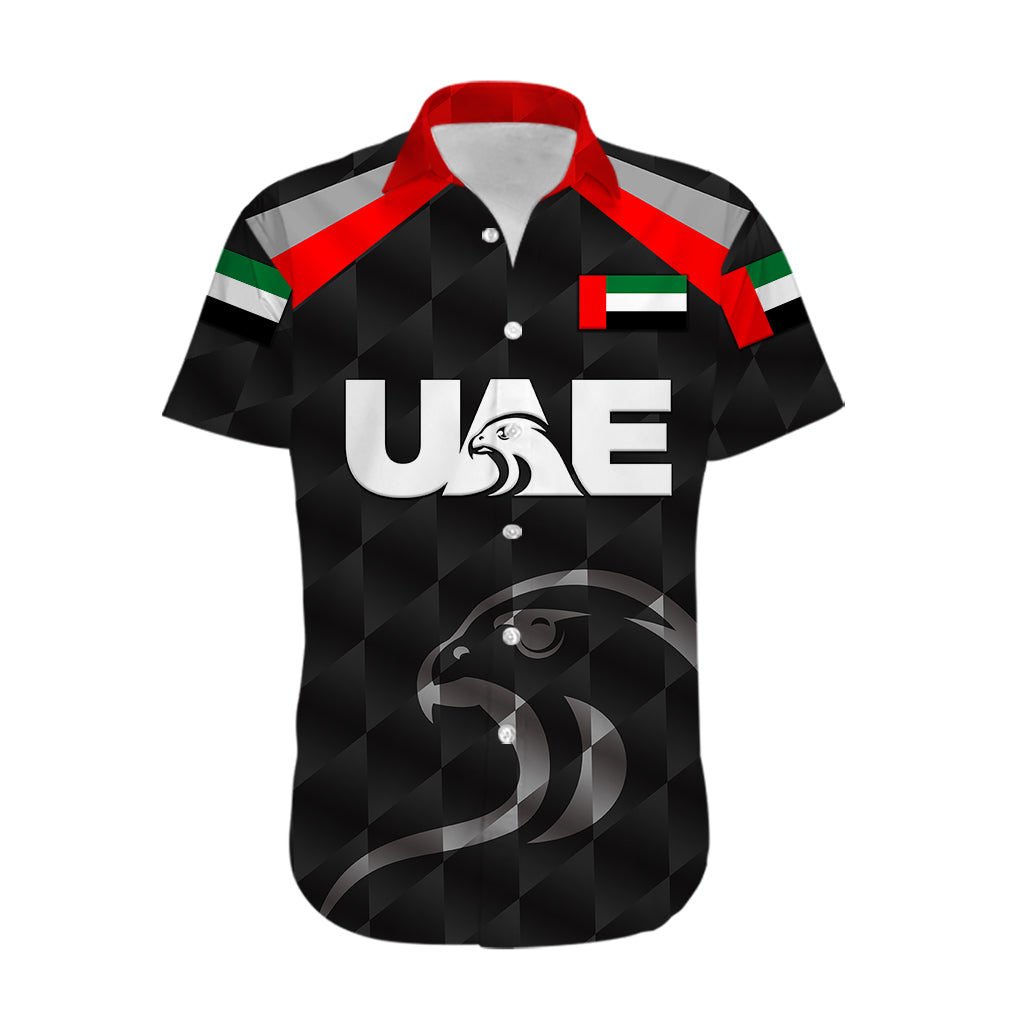 (Custom Personalised) United Arab Emirates UAE Cricket Hawaiian Shirt Falcon Special - Black - Vibe Hoodie Shop