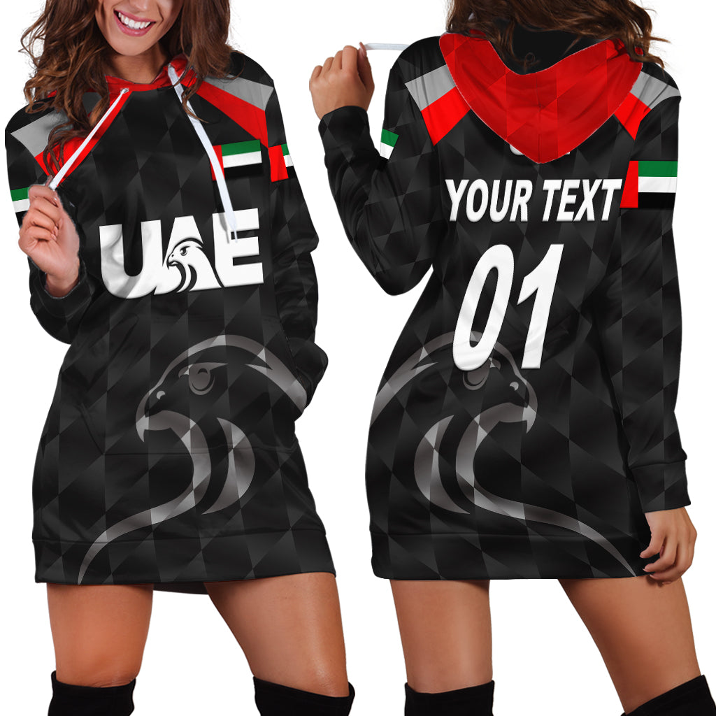 (Custom Personalised) United Arab Emirates UAE Cricket Hoodie Dress Falcon Special - Black - Vibe Hoodie Shop