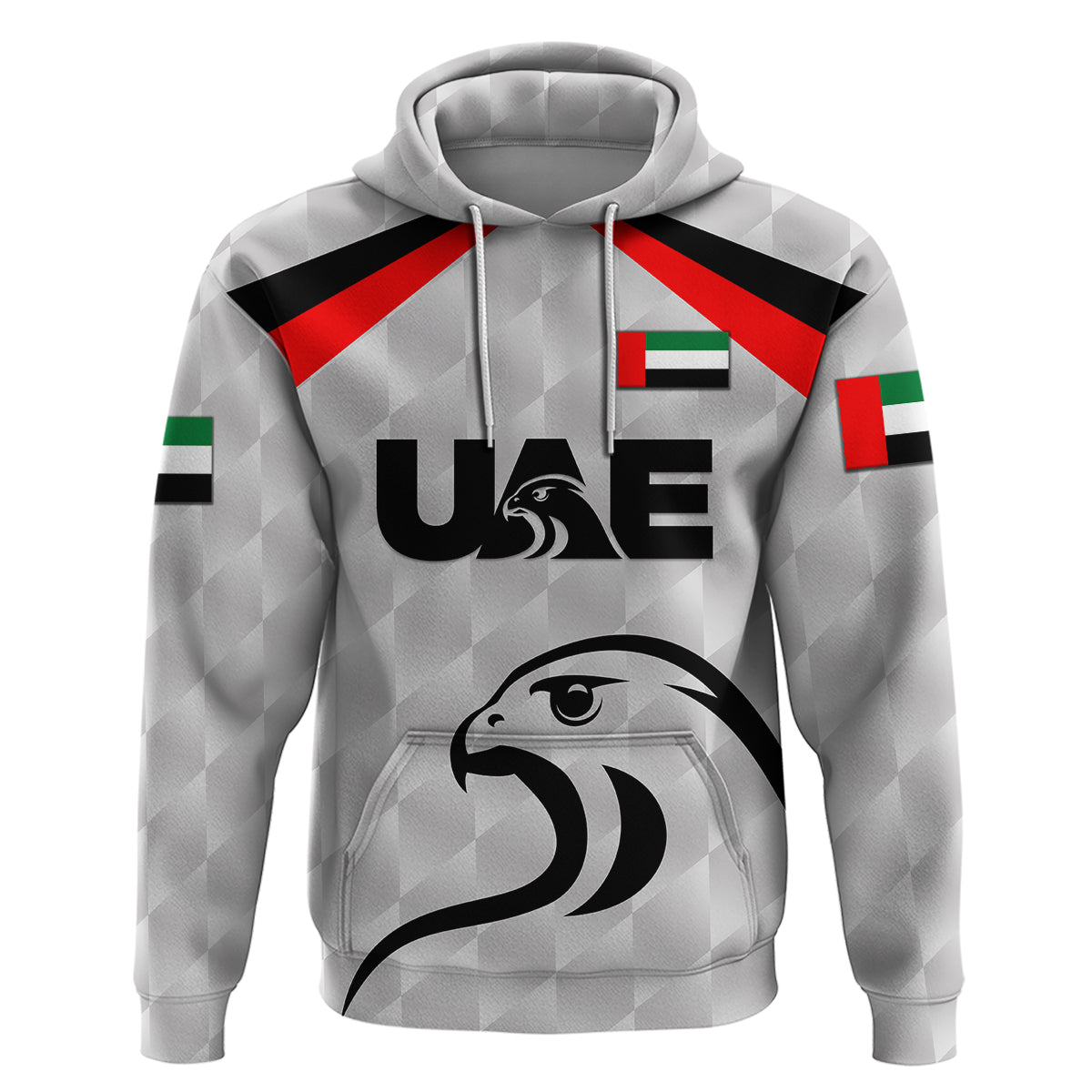 (Custom Personalised) United Arab Emirates UAE Cricket Hoodie Falcon Special - Grey LT8 - Vibe Hoodie Shop