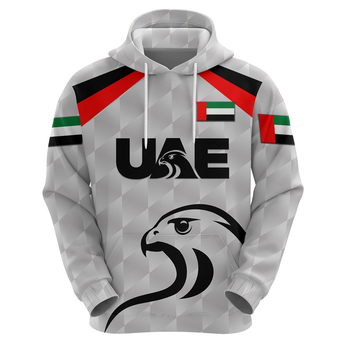 (Custom Personalised) United Arab Emirates UAE Cricket Hoodie Falcon Special - Grey LT8 - Vibe Hoodie Shop