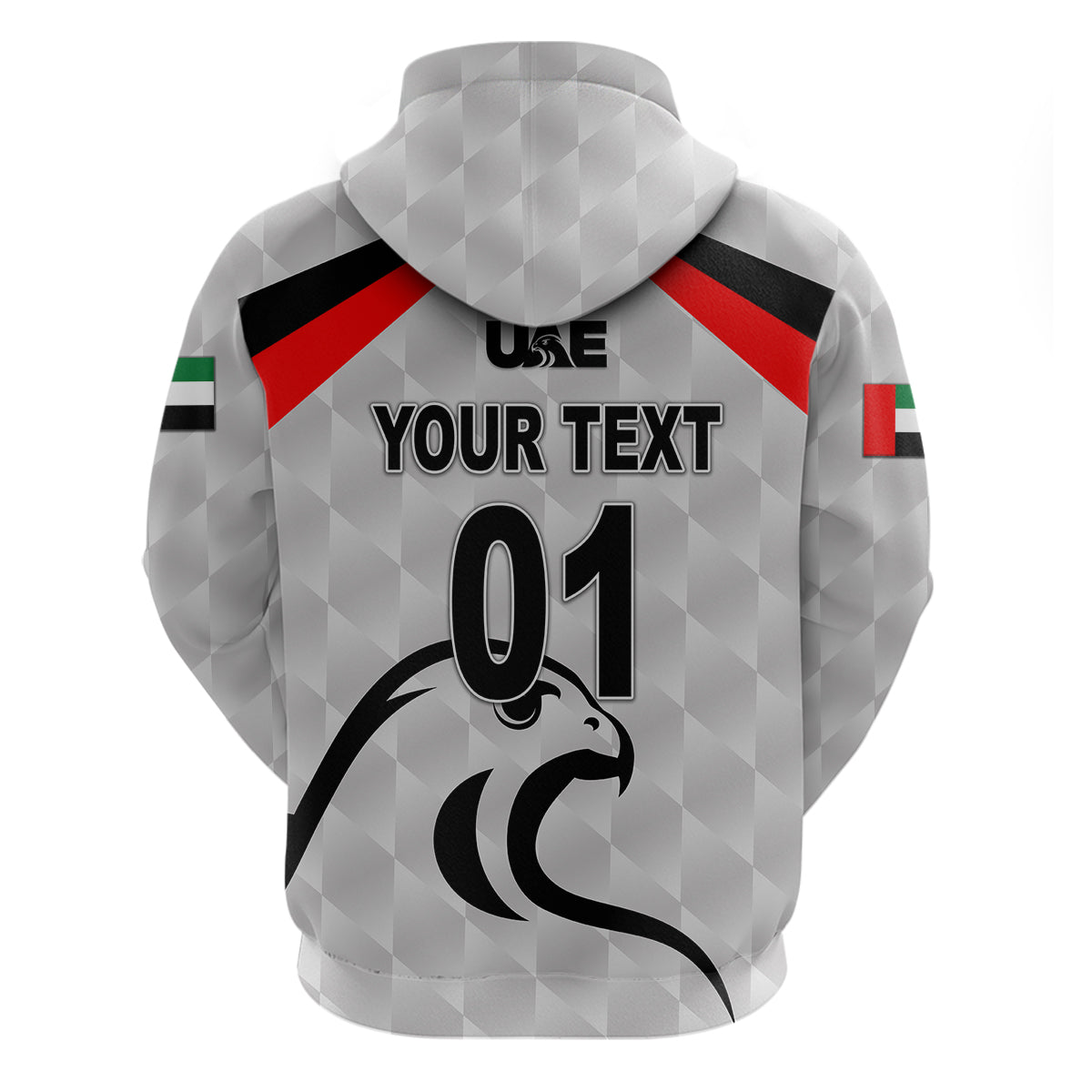 (Custom Personalised) United Arab Emirates UAE Cricket Hoodie Falcon Special - Grey LT8 - Vibe Hoodie Shop