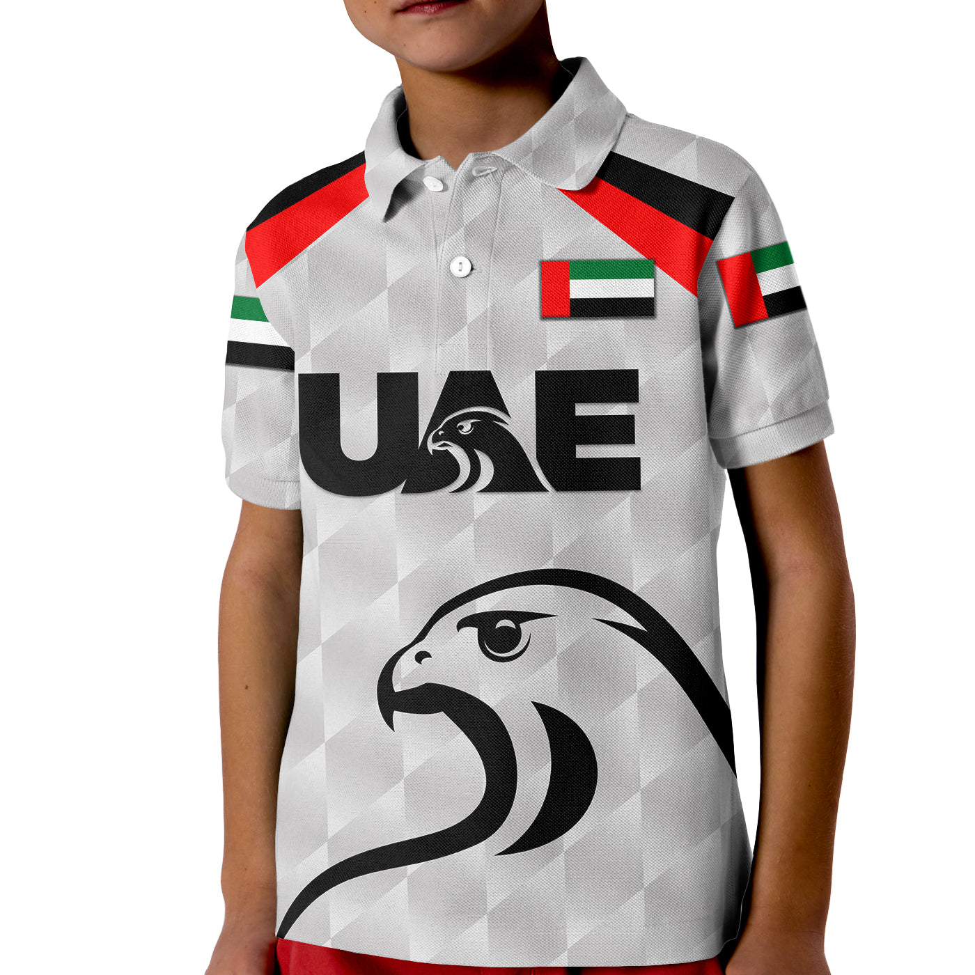 (Custom Personalised) United Arab Emirates UAE Cricket Kid Polo Shirt Falcon Special - Grey - Vibe Hoodie Shop