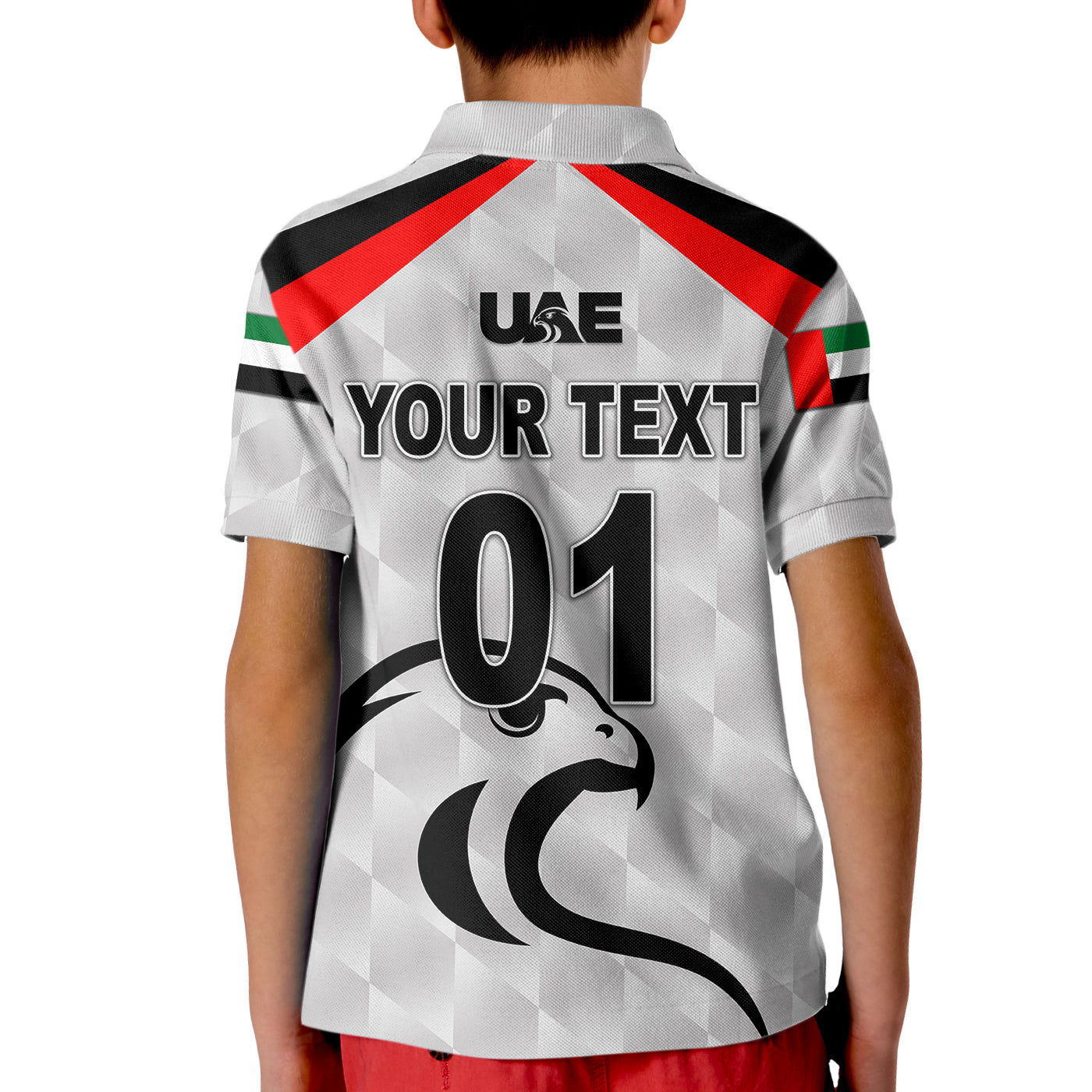 (Custom Personalised) United Arab Emirates UAE Cricket Kid Polo Shirt Falcon Special - Grey - Vibe Hoodie Shop