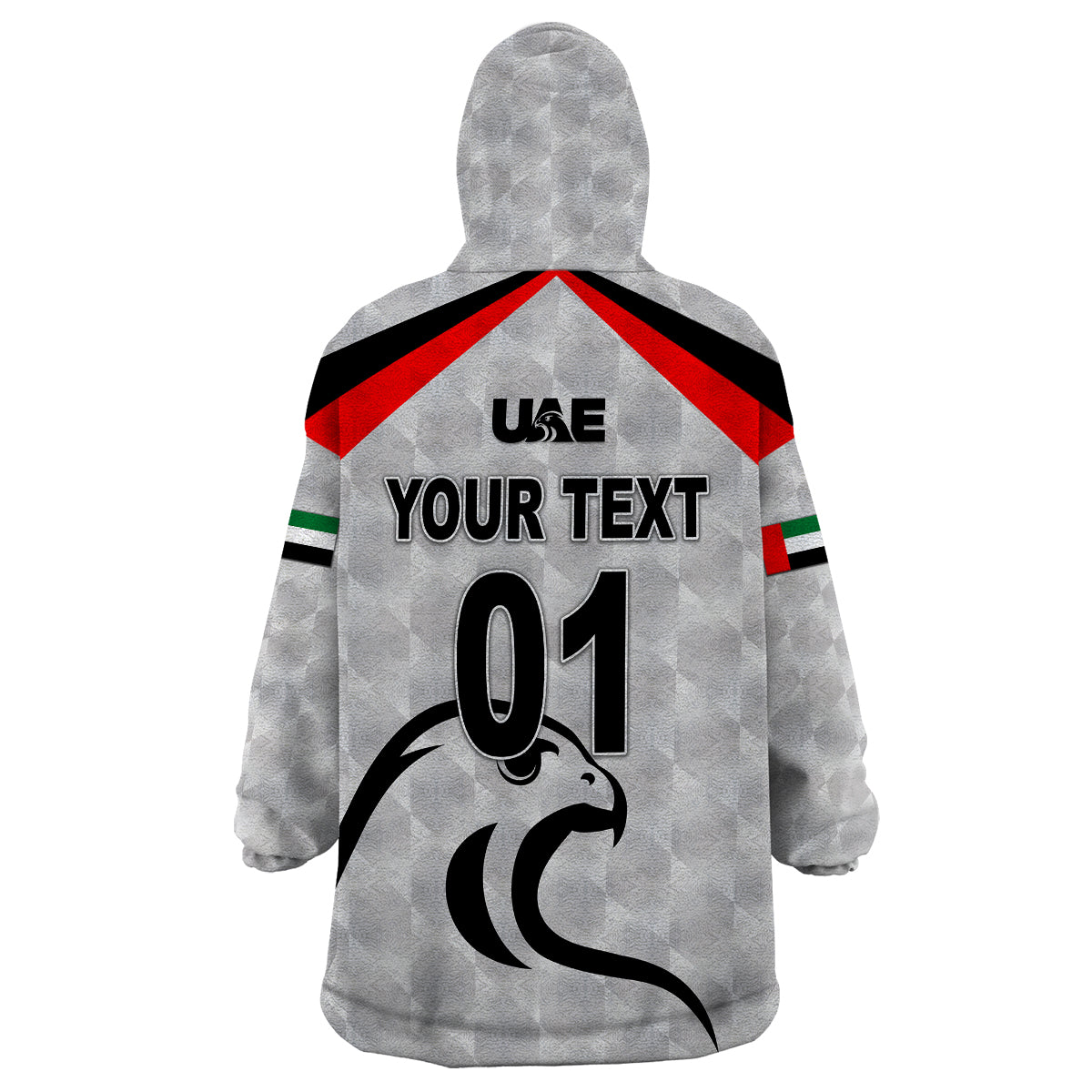 (Custom Personalised) United Arab Emirates UAE Cricket Wearable Blanket Hoodie Falcon Special - Grey - Vibe Hoodie Shop