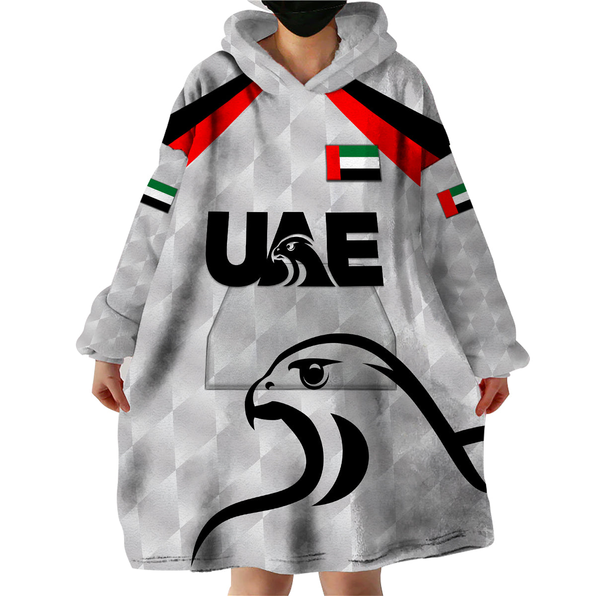 (Custom Personalised) United Arab Emirates UAE Cricket Wearable Blanket Hoodie Falcon Special - Grey - Vibe Hoodie Shop