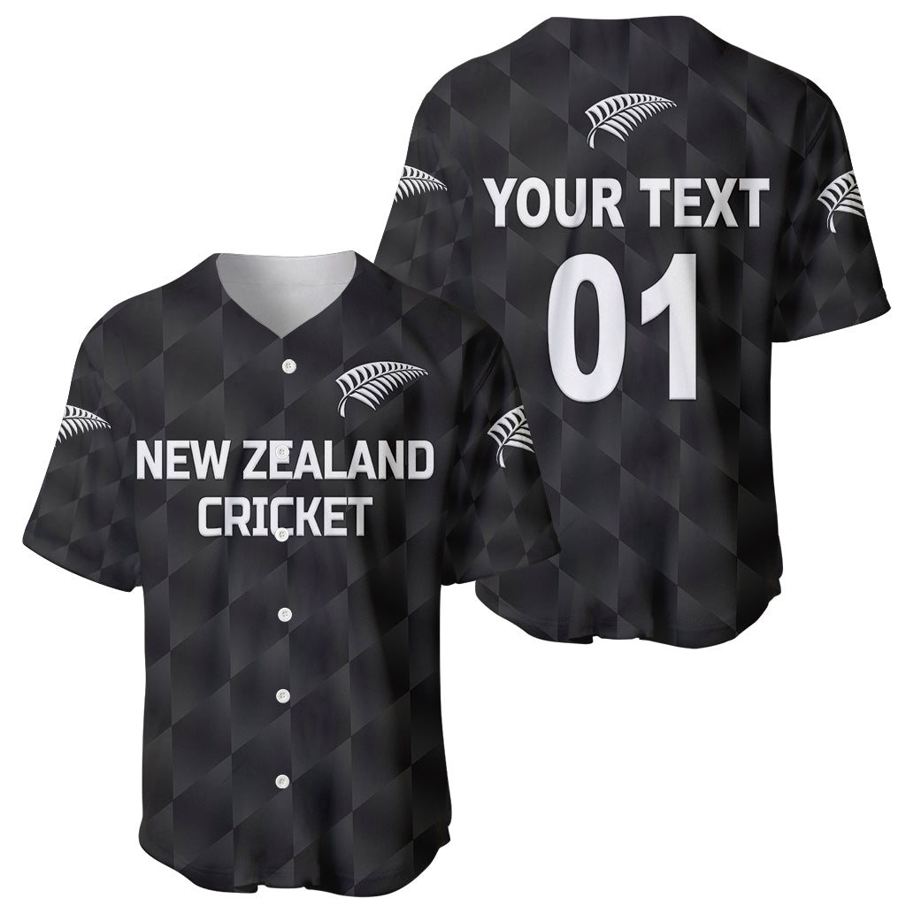 (Custom Personalised) New Zealand Cricket Baseball Jersey Silver Fern Unique - Black - Vibe Hoodie Shop