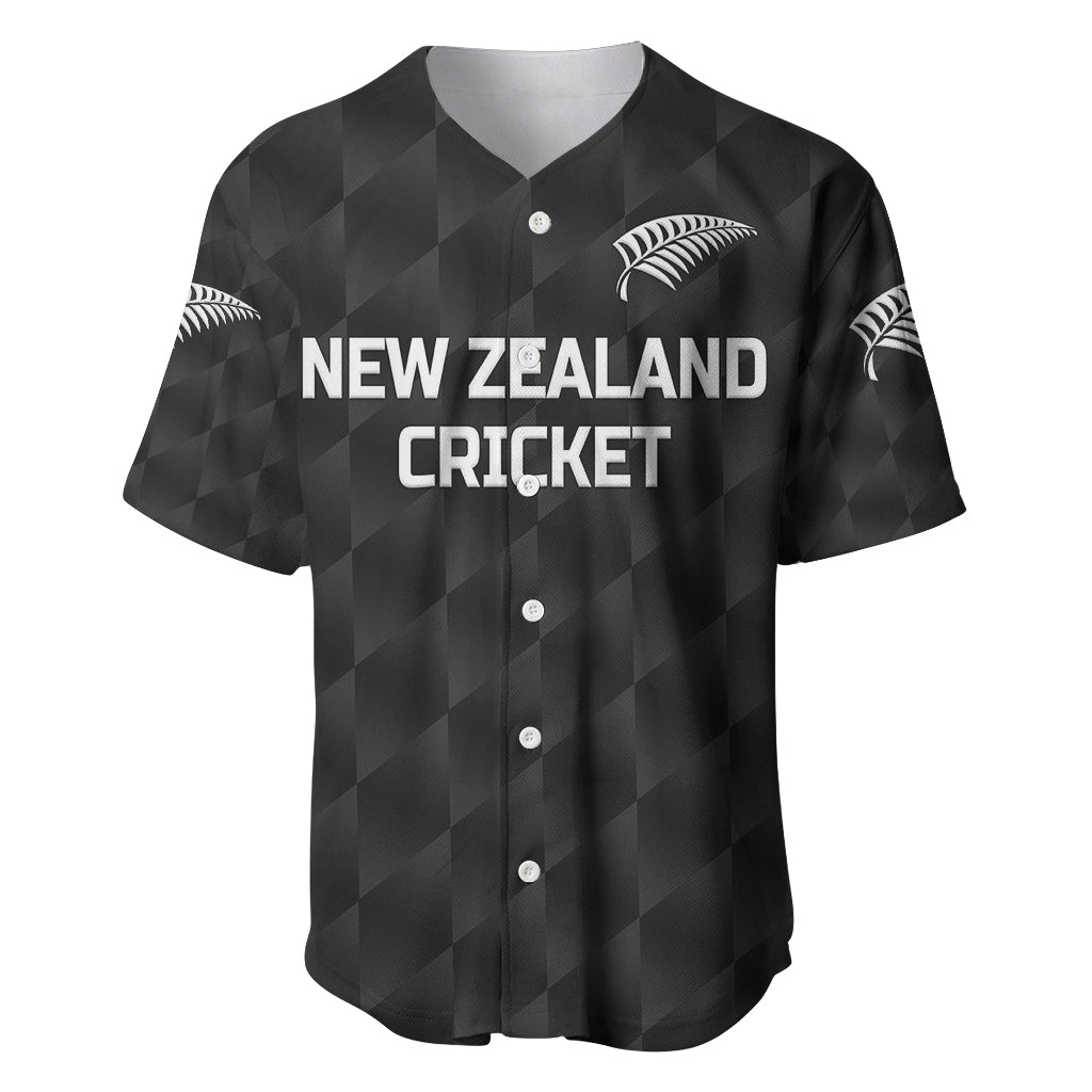 (Custom Personalised) New Zealand Cricket Baseball Jersey Silver Fern Unique - Black - Vibe Hoodie Shop