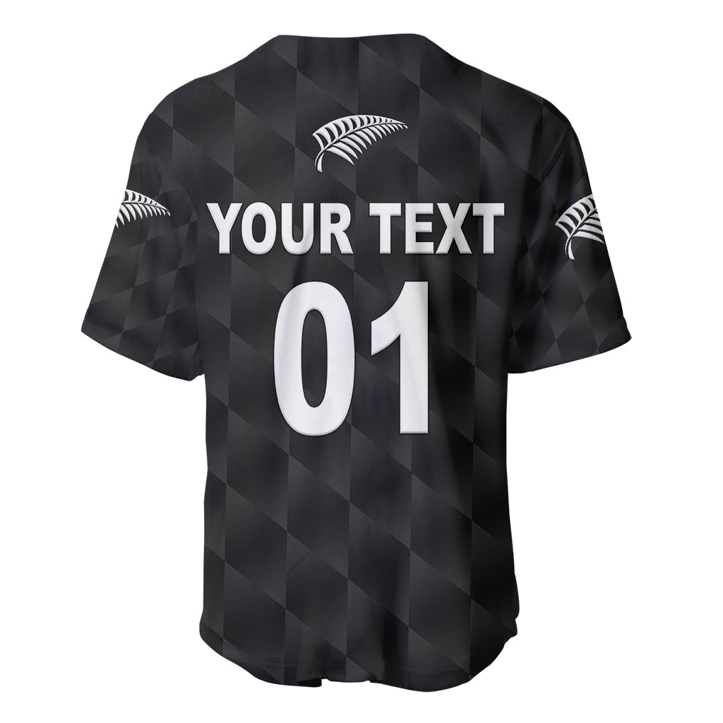 (Custom Personalised) New Zealand Cricket Baseball Jersey Silver Fern Unique - Black - Vibe Hoodie Shop