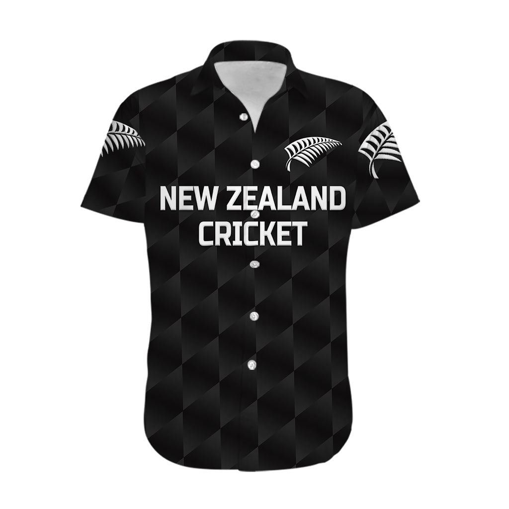 (Custom Personalised) New Zealand Cricket Hawaiian Shirt Silver Fern Unique - Black - Vibe Hoodie Shop