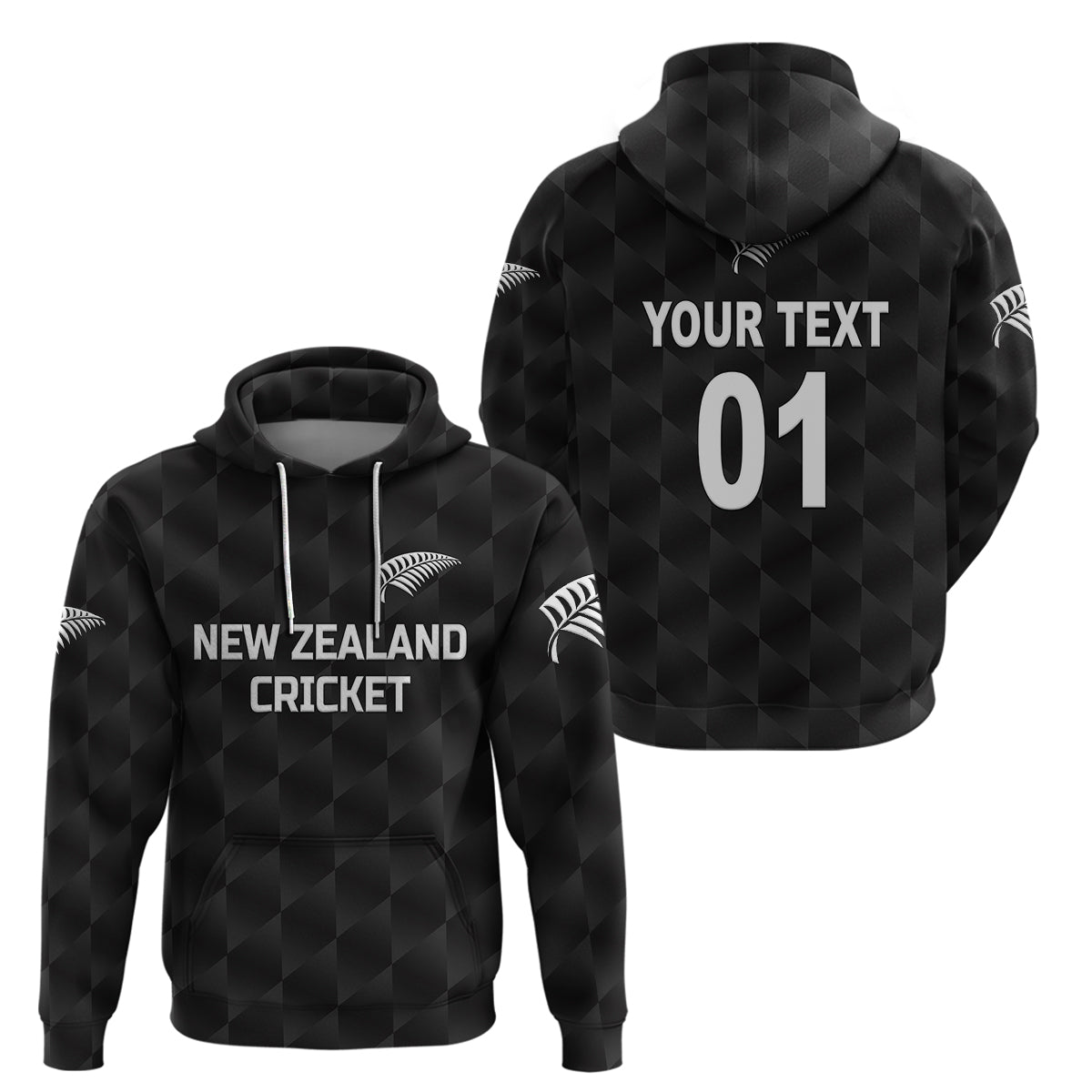 (Custom Personalised) New Zealand Cricket Hoodie Silver Fern Unique - Black LT8 - Vibe Hoodie Shop