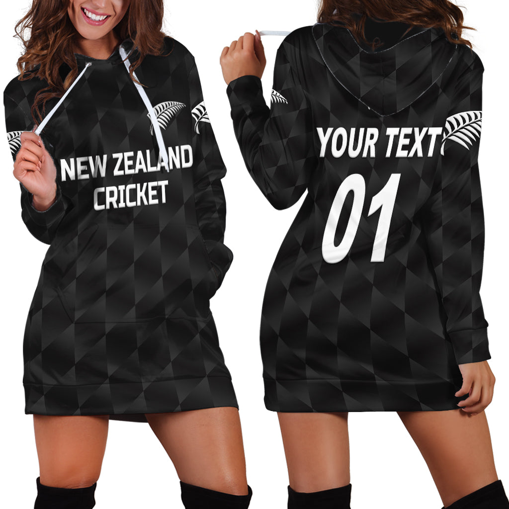 (Custom Personalised) New Zealand Cricket Hoodie Dress Silver Fern Unique - Black - Vibe Hoodie Shop