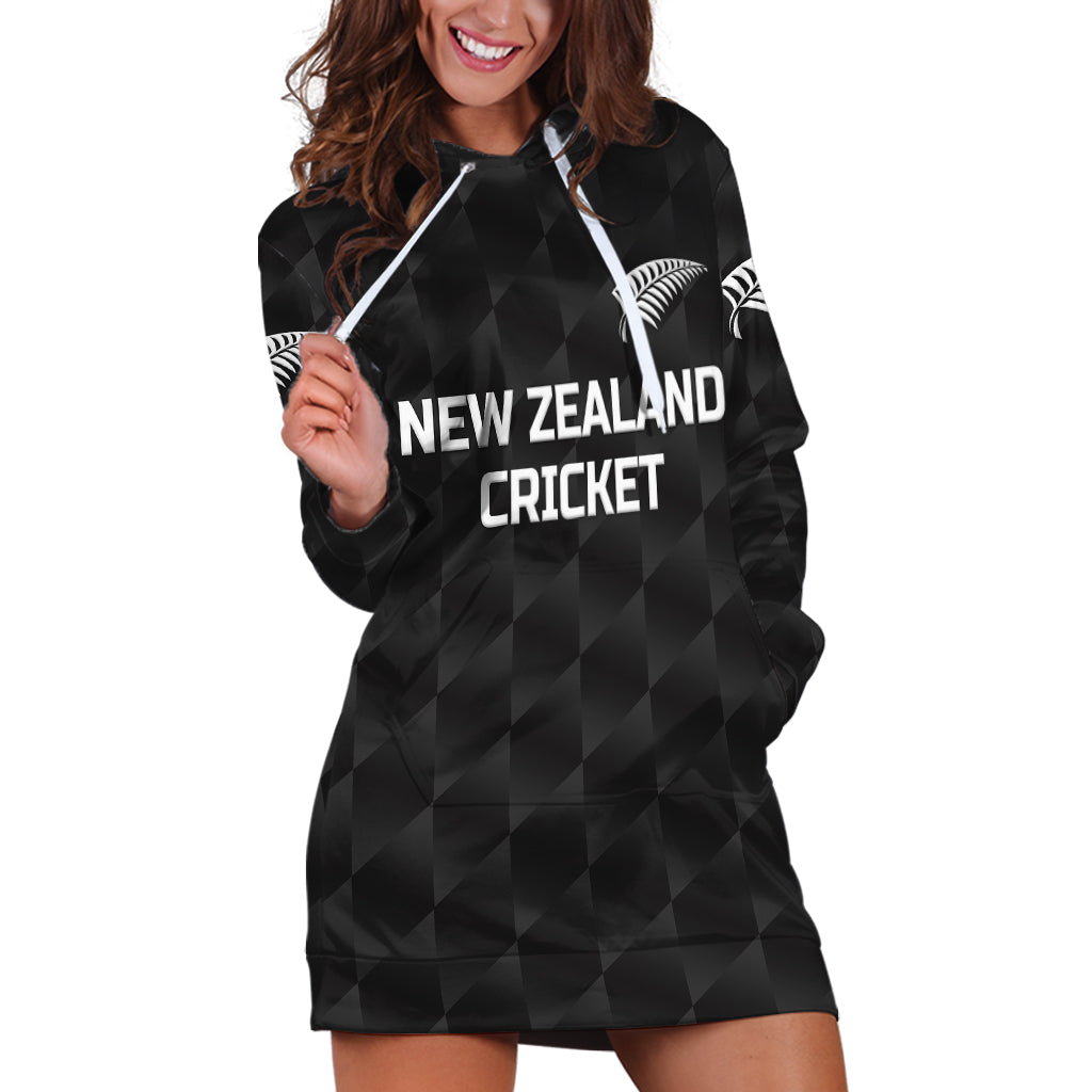 (Custom Personalised) New Zealand Cricket Hoodie Dress Silver Fern Unique - Black - Vibe Hoodie Shop