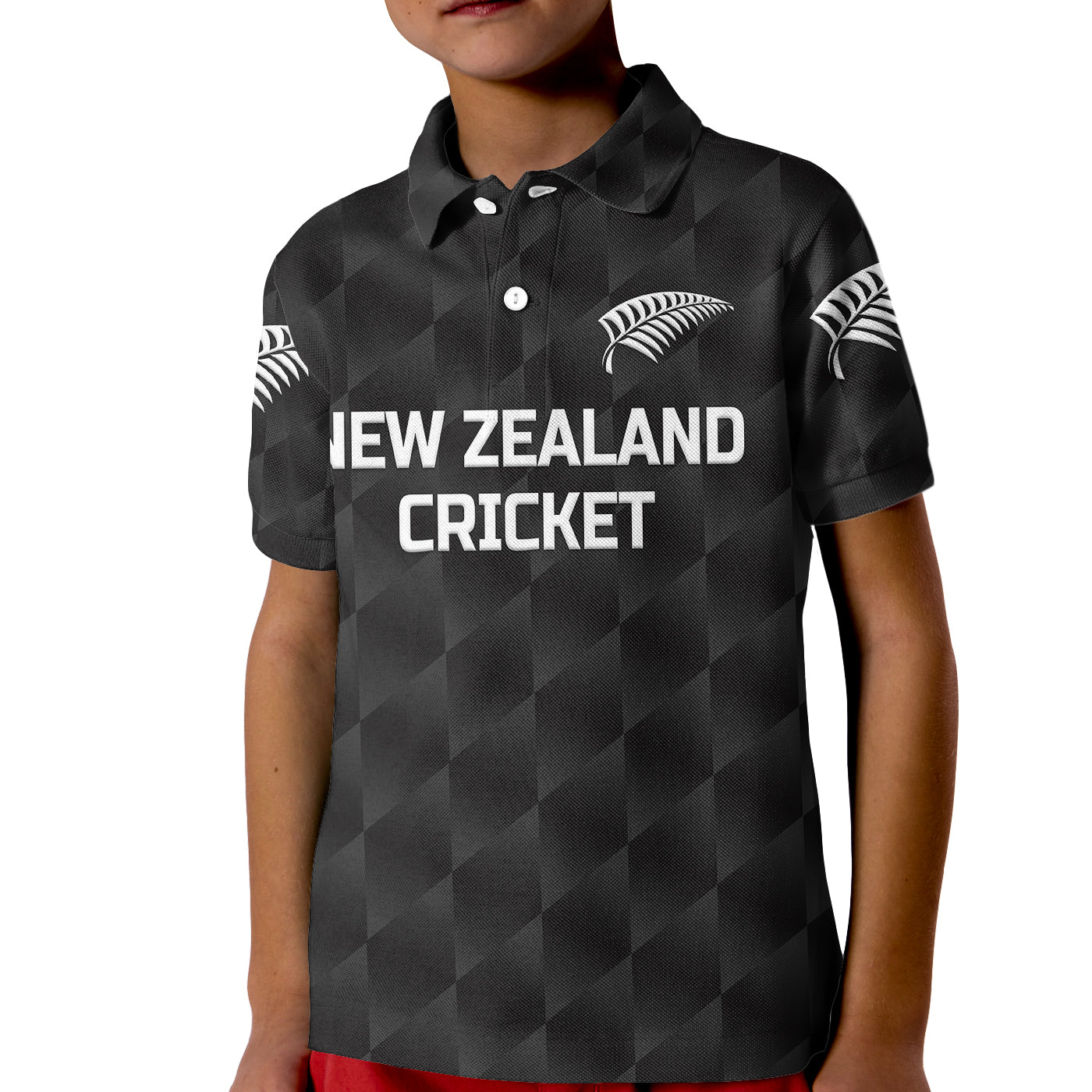 (Custom Personalised) New Zealand Cricket Kid Polo Shirt Silver Fern Unique - Black - Vibe Hoodie Shop