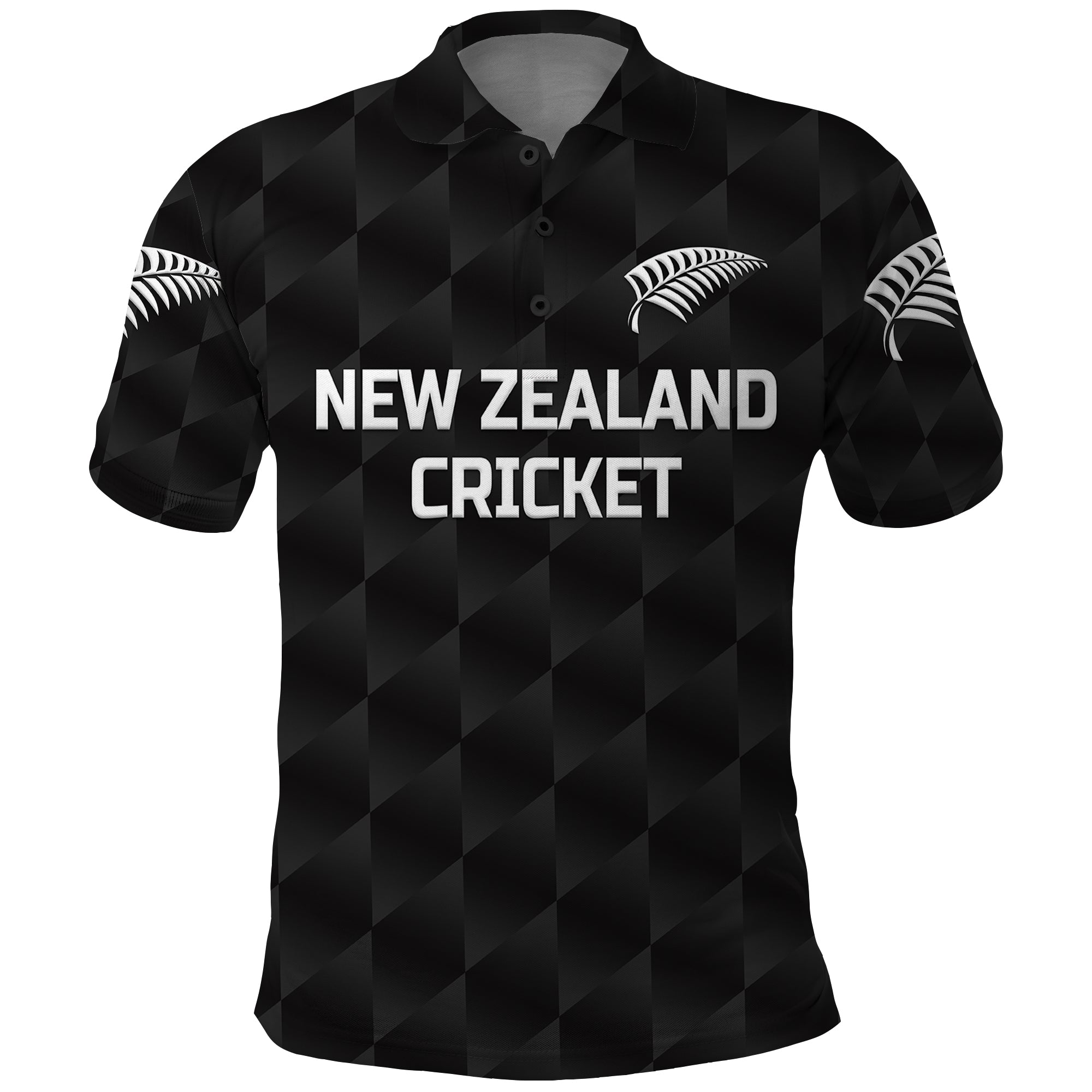 (Custom Personalised) New Zealand Cricket Polo Shirt Silver Fern Unique - Black - Vibe Hoodie Shop