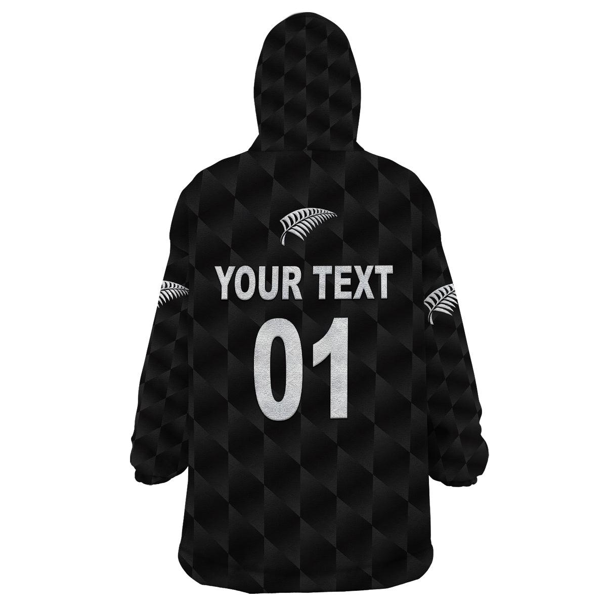 (Custom Personalised) New Zealand Cricket Wearable Blanket Hoodie Silver Fern Unique - Black - Vibe Hoodie Shop