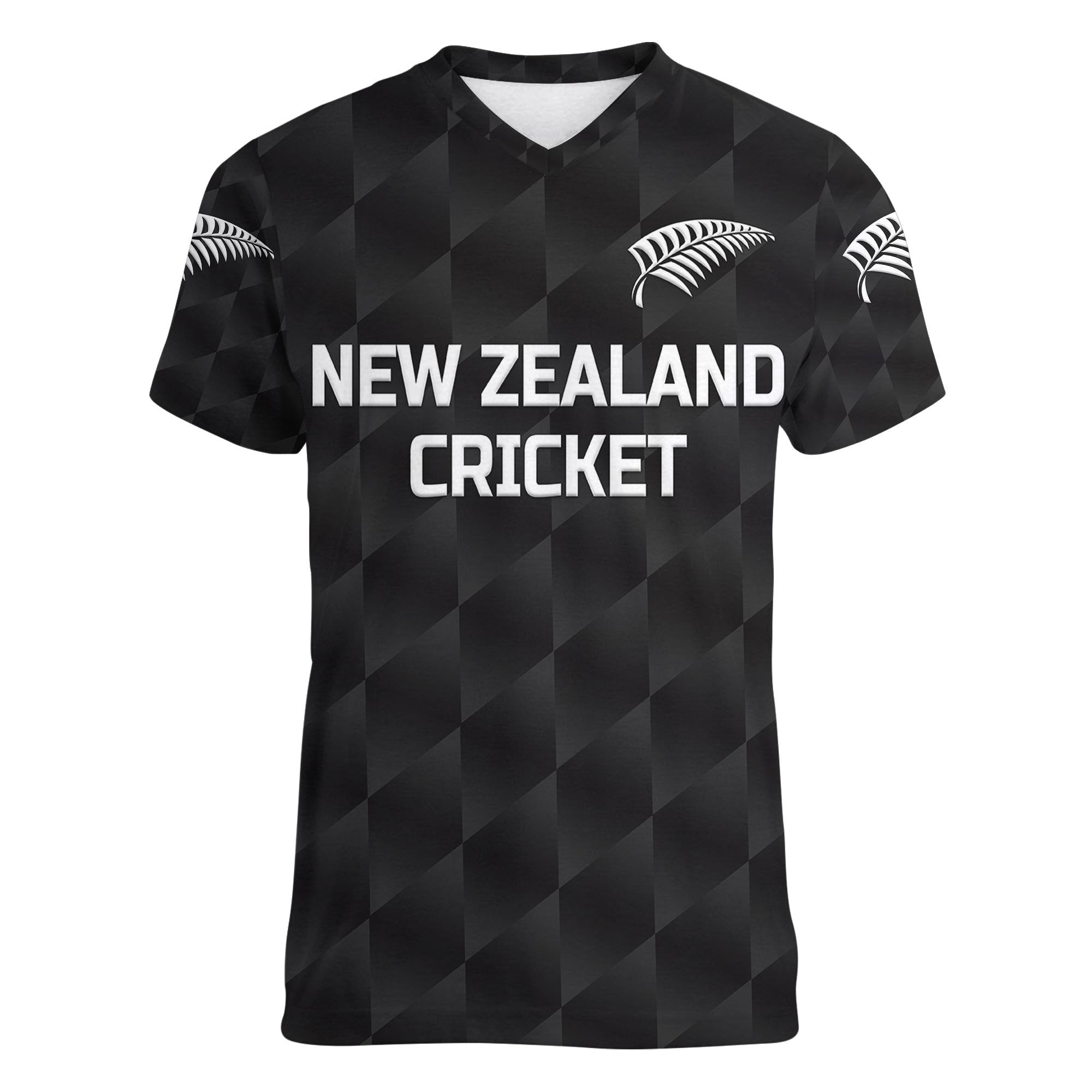 (Custom Personalised) New Zealand Cricket Women V Neck T Shirt Silver Fern Unique - Black - Vibe Hoodie Shop