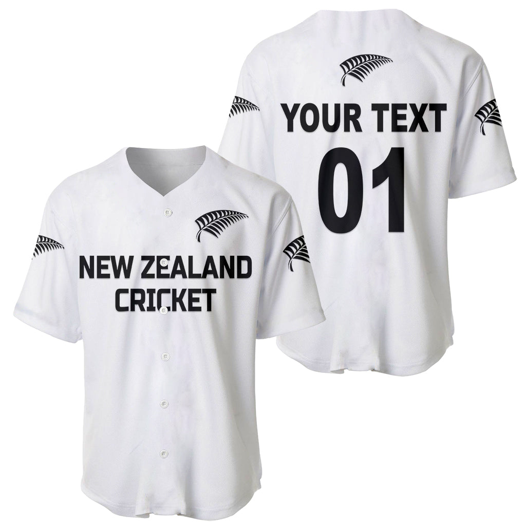 (Custom Personalised) New Zealand Cricket Baseball Jersey Silver Fern Unique - White - Vibe Hoodie Shop