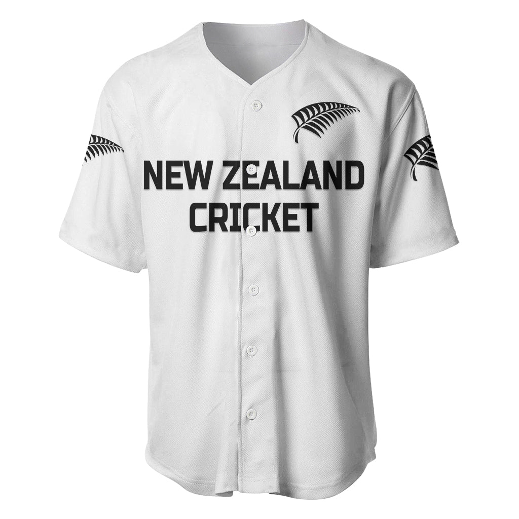 (Custom Personalised) New Zealand Cricket Baseball Jersey Silver Fern Unique - White - Vibe Hoodie Shop