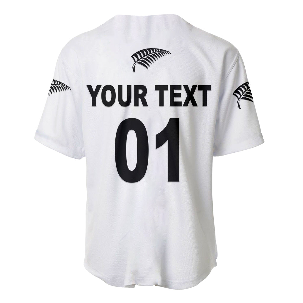 (Custom Personalised) New Zealand Cricket Baseball Jersey Silver Fern Unique - White - Vibe Hoodie Shop