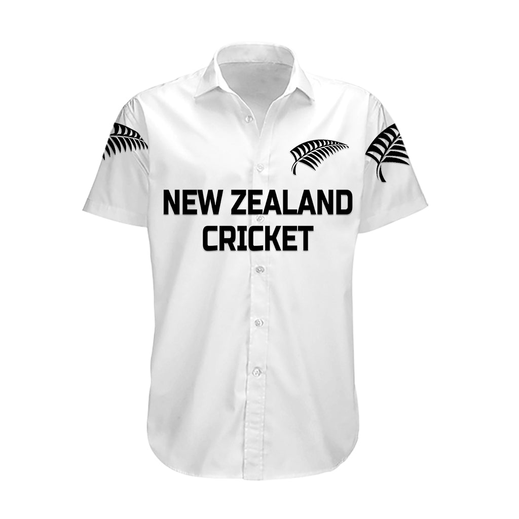 (Custom Personalised) New Zealand Cricket Hawaiian Shirt Silver Fern Unique - White - Vibe Hoodie Shop