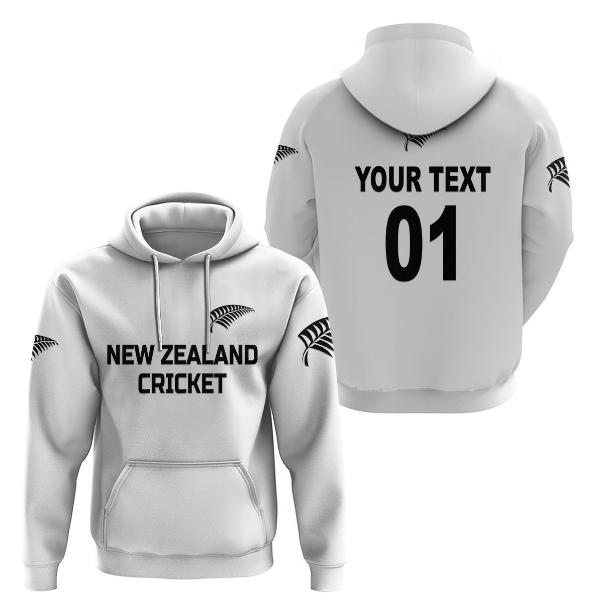 (Custom Personalised) New Zealand Cricket Hoodie Silver Fern Unique - White LT8 - Vibe Hoodie Shop