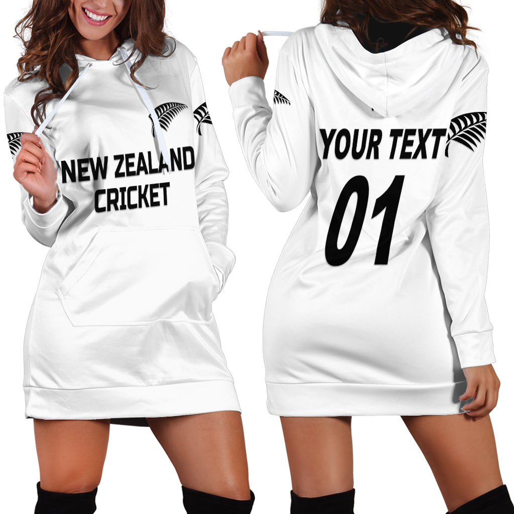 (Custom Personalised) New Zealand Cricket Hoodie Dress Silver Fern Unique - White - Vibe Hoodie Shop