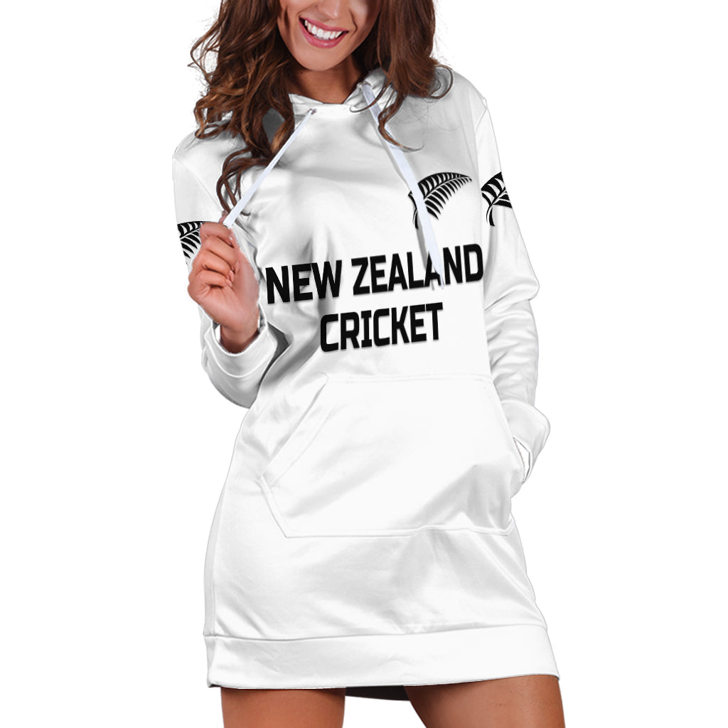 (Custom Personalised) New Zealand Cricket Hoodie Dress Silver Fern Unique - White - Vibe Hoodie Shop