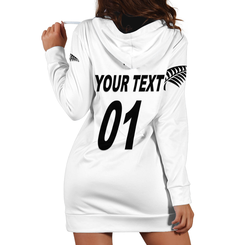 (Custom Personalised) New Zealand Cricket Hoodie Dress Silver Fern Unique - White - Vibe Hoodie Shop