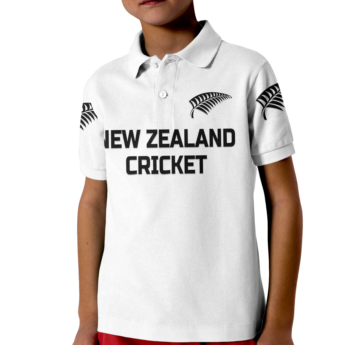 (Custom Personalised) New Zealand Cricket Kid Polo Shirt Silver Fern Unique - White - Vibe Hoodie Shop