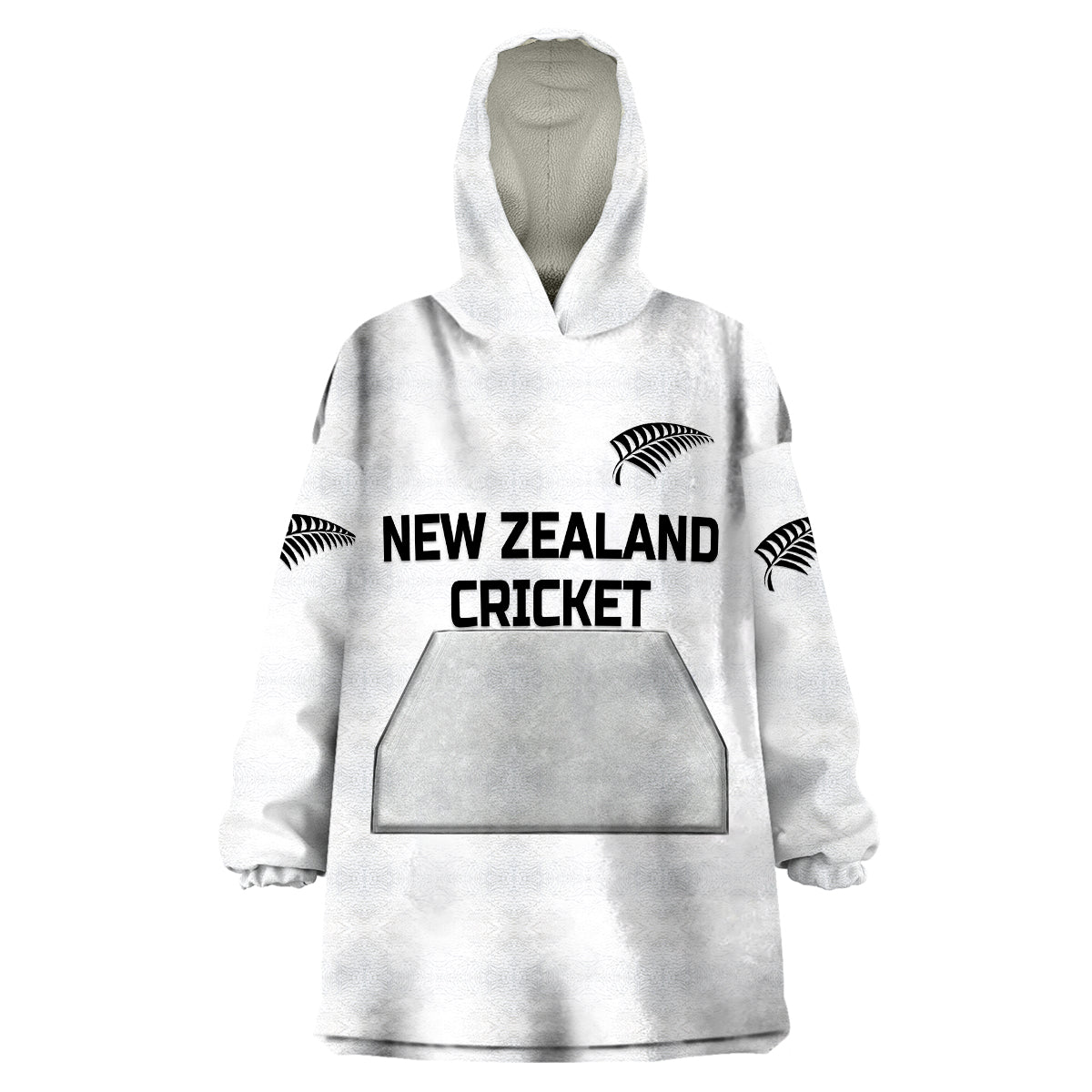 (Custom Personalised) New Zealand Cricket Wearable Blanket Hoodie Silver Fern Unique - White - Vibe Hoodie Shop