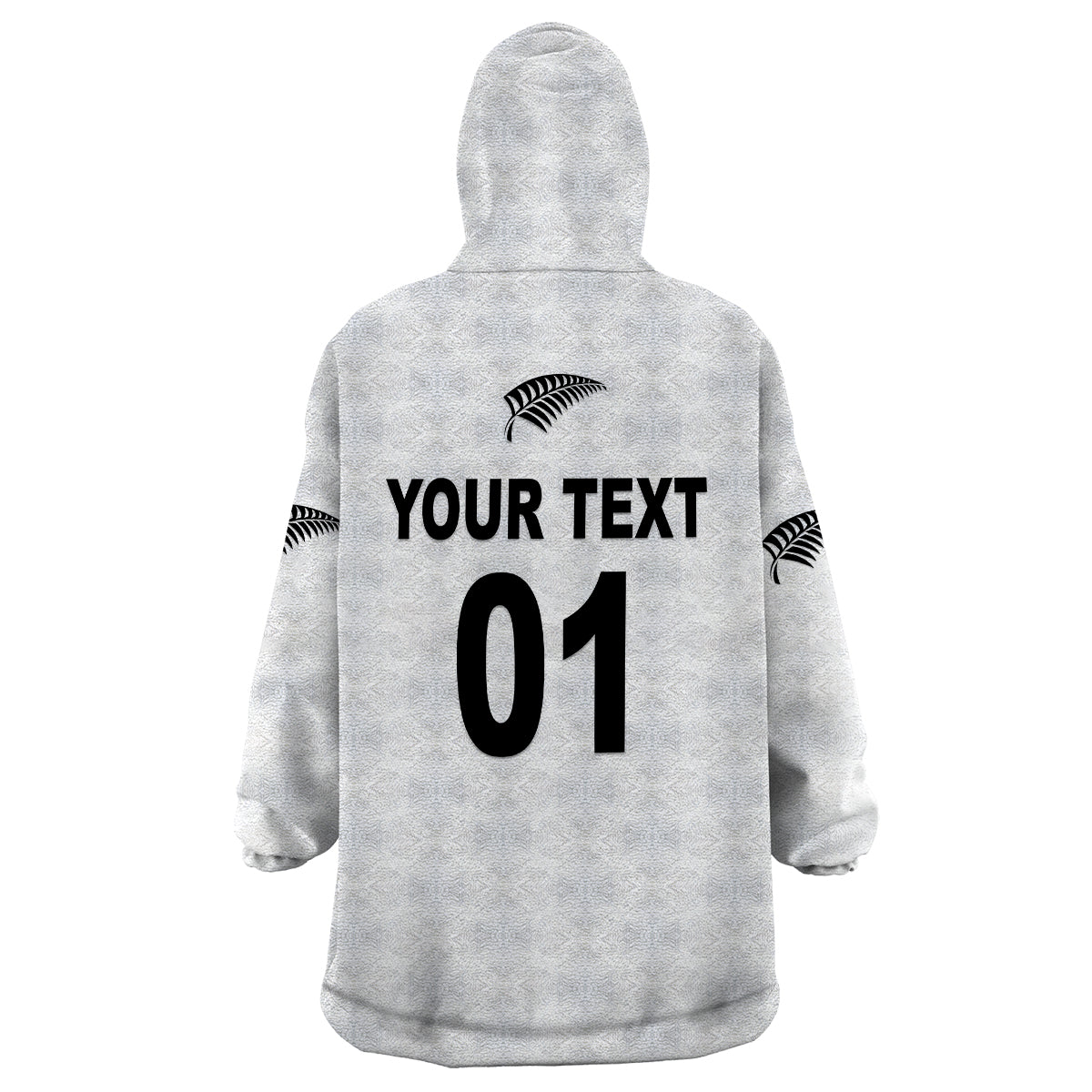 (Custom Personalised) New Zealand Cricket Wearable Blanket Hoodie Silver Fern Unique - White - Vibe Hoodie Shop