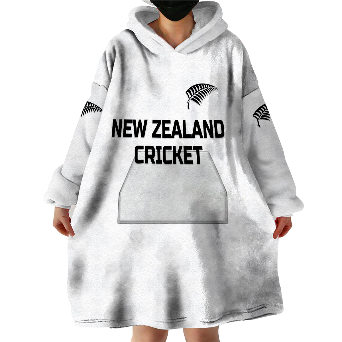 (Custom Personalised) New Zealand Cricket Wearable Blanket Hoodie Silver Fern Unique - White - Vibe Hoodie Shop