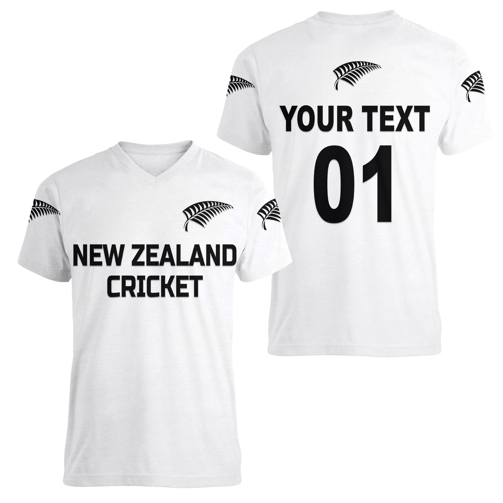 (Custom Personalised) New Zealand Cricket Women V Neck T Shirt Silver Fern Unique - White - Vibe Hoodie Shop